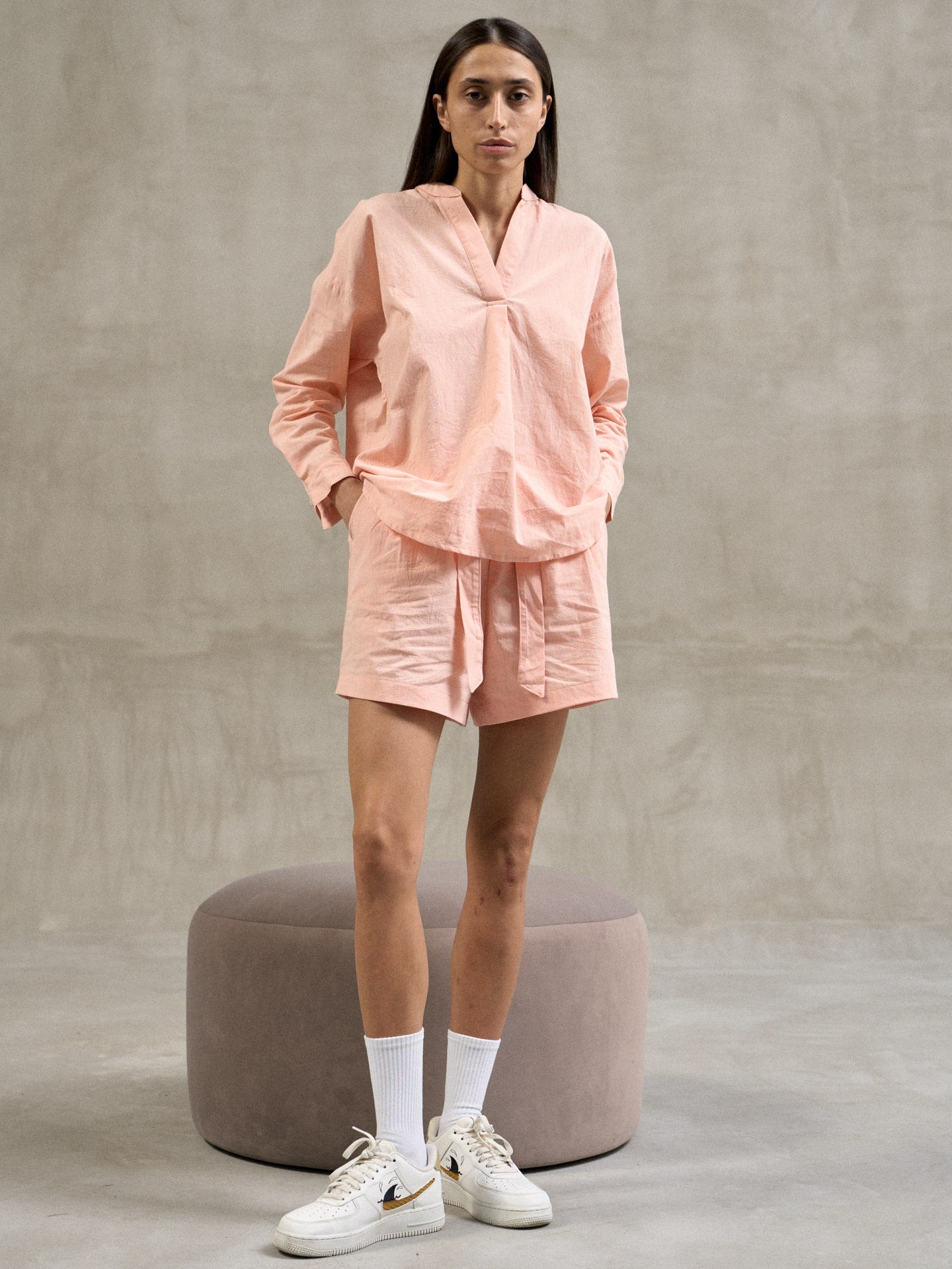 Піжама жіноча з шортами та сорочкою Leglo Apricot