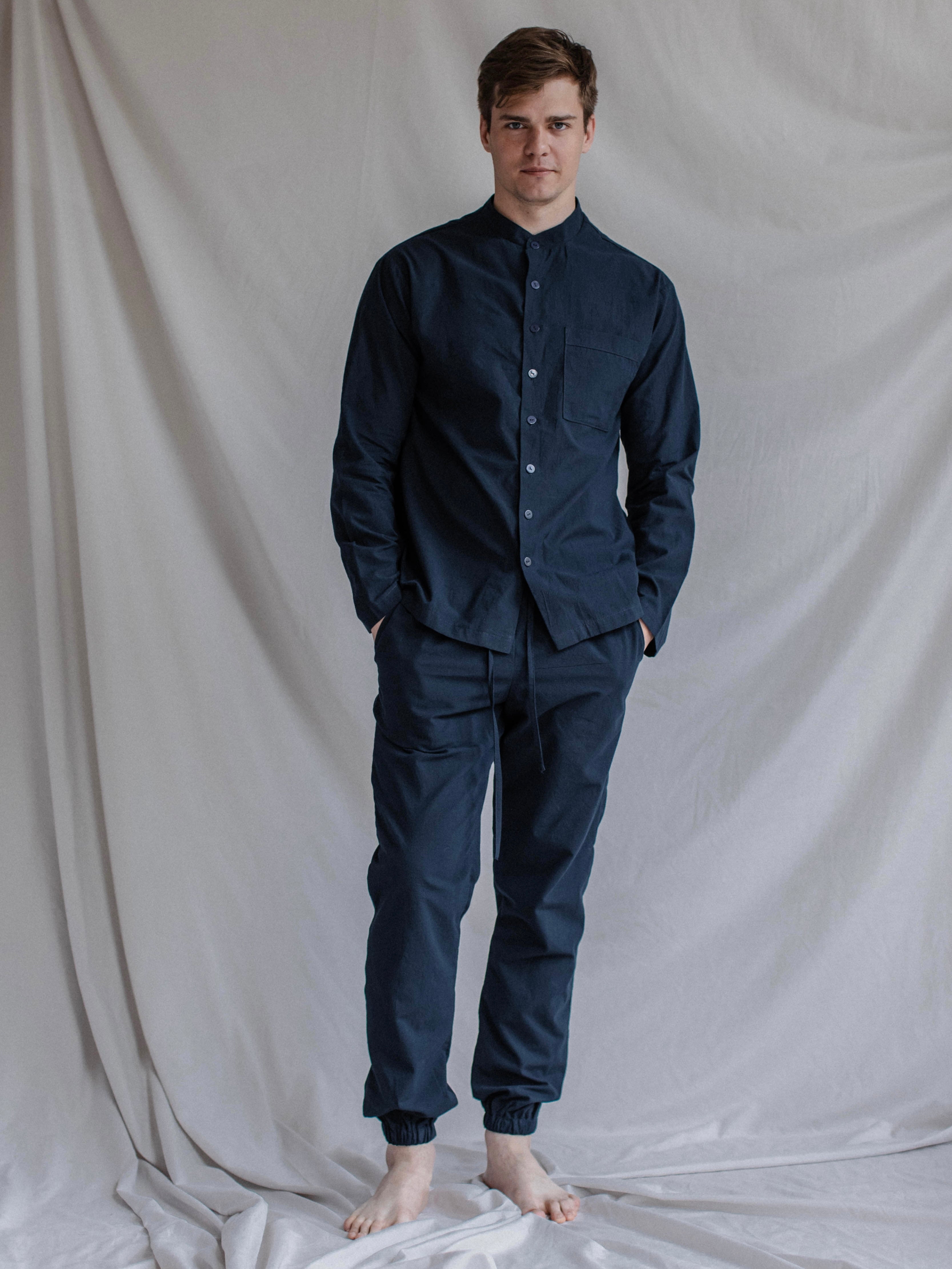 Сорочка чоловіча з вареної бавовни Leglo Navy