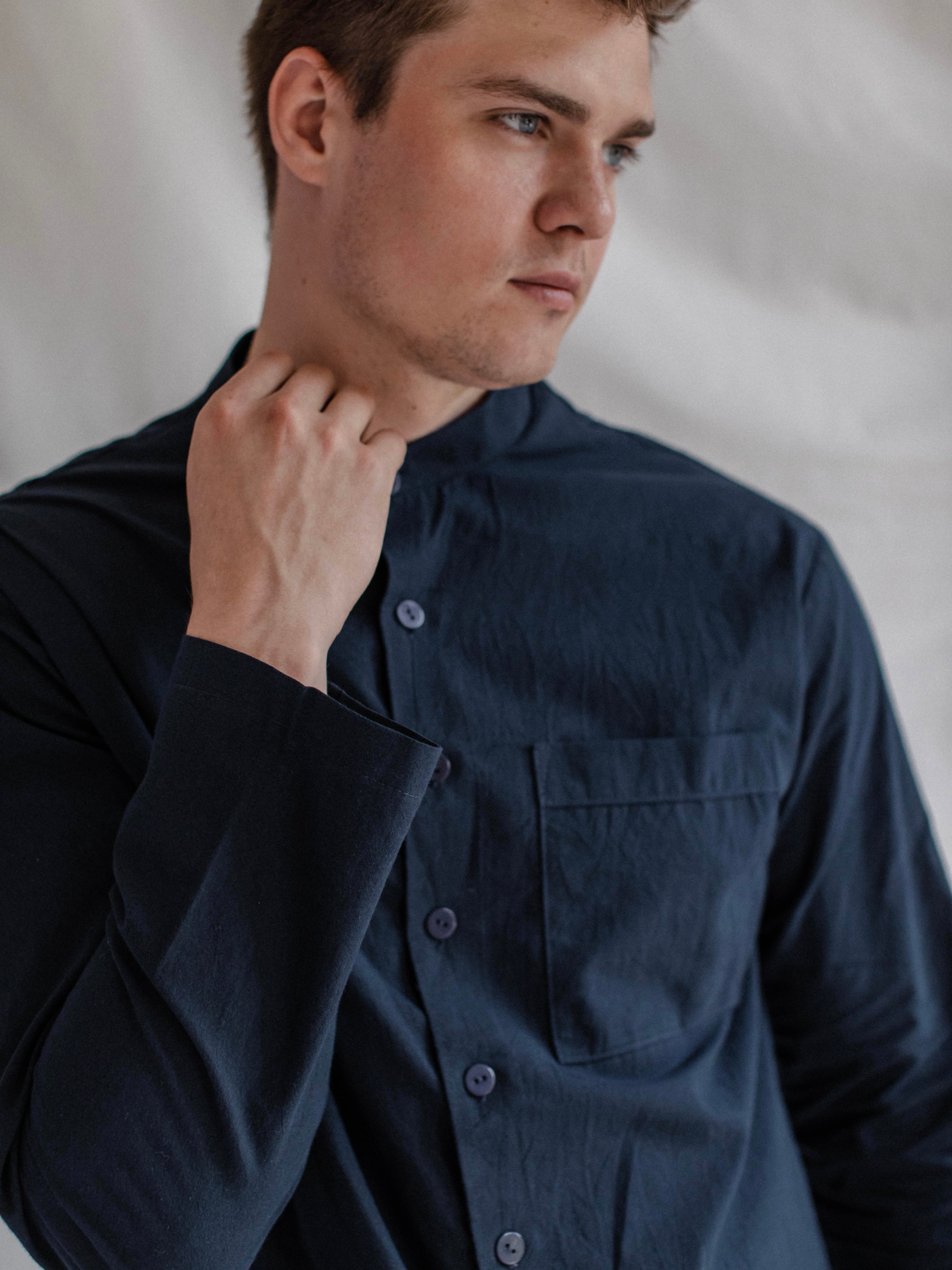 Сорочка чоловіча з вареної бавовни Leglo Navy