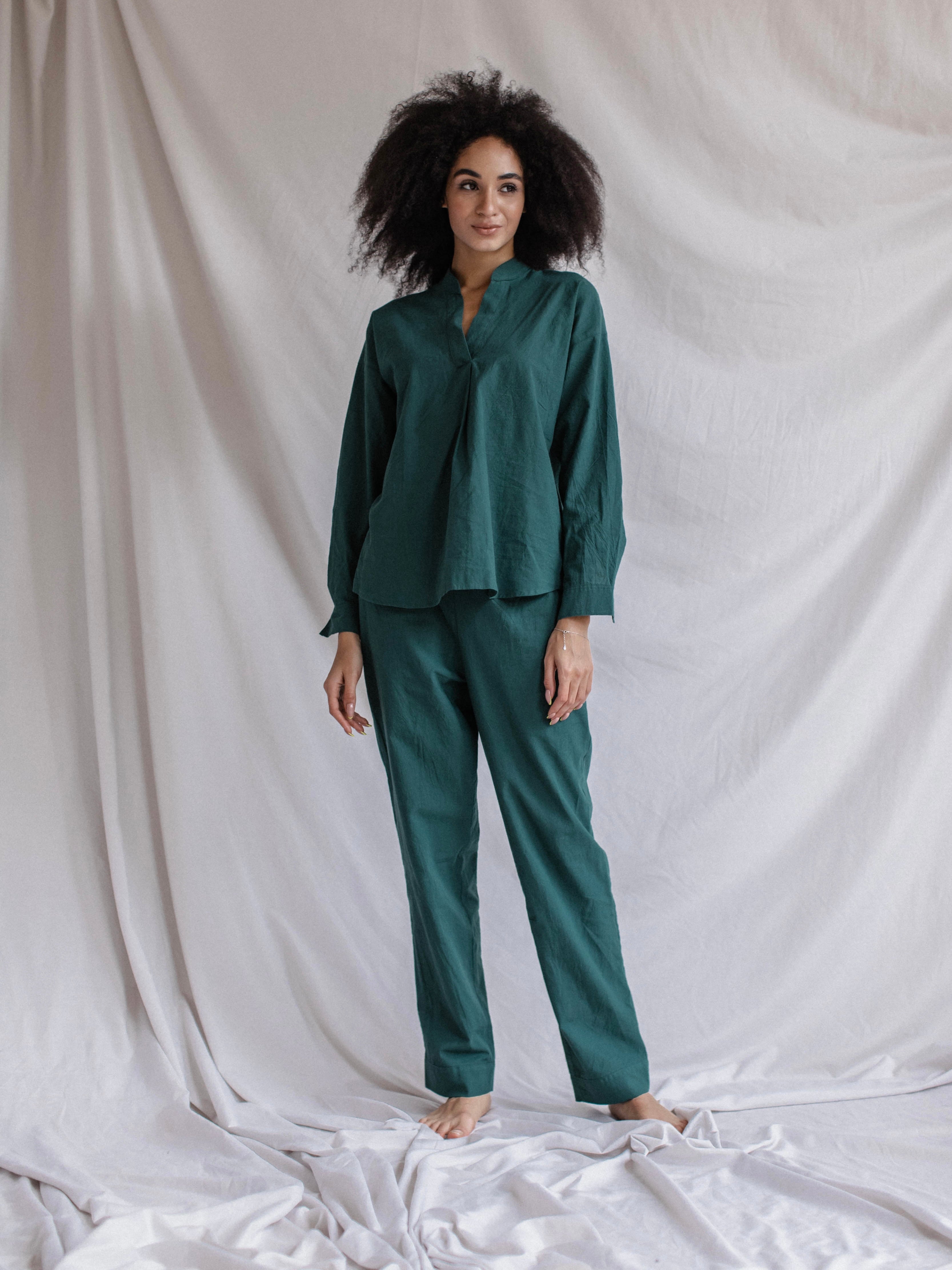 Штани жіночі з вареної бавовни Leglo Smaragd