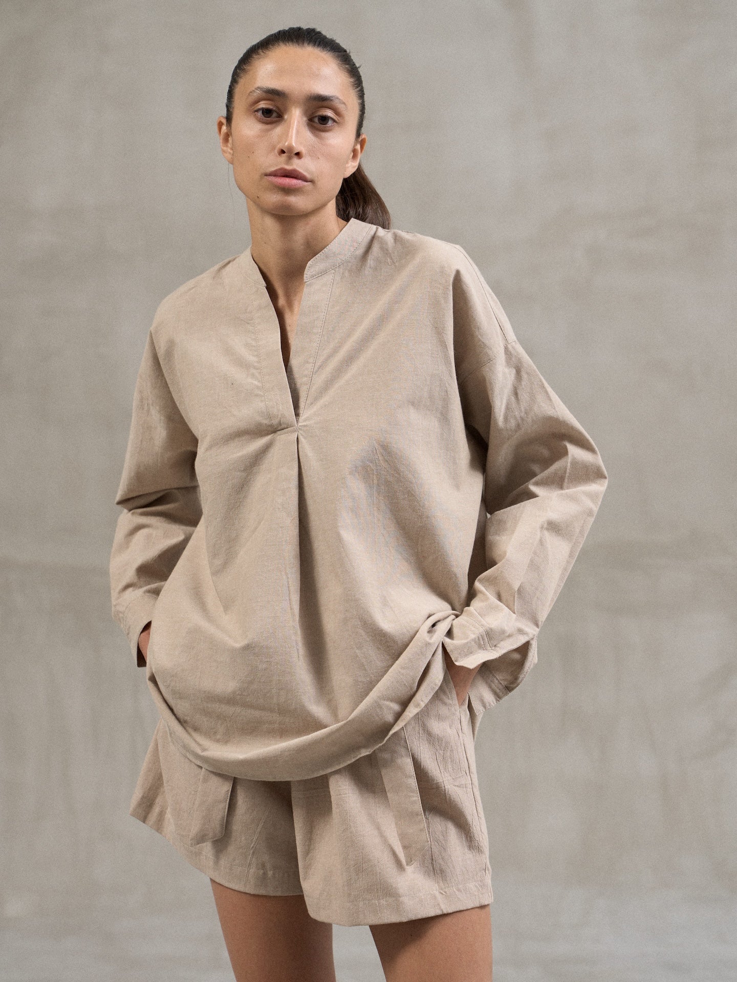 Піжама жіноча з шортами та сорочкою Leglo Almond