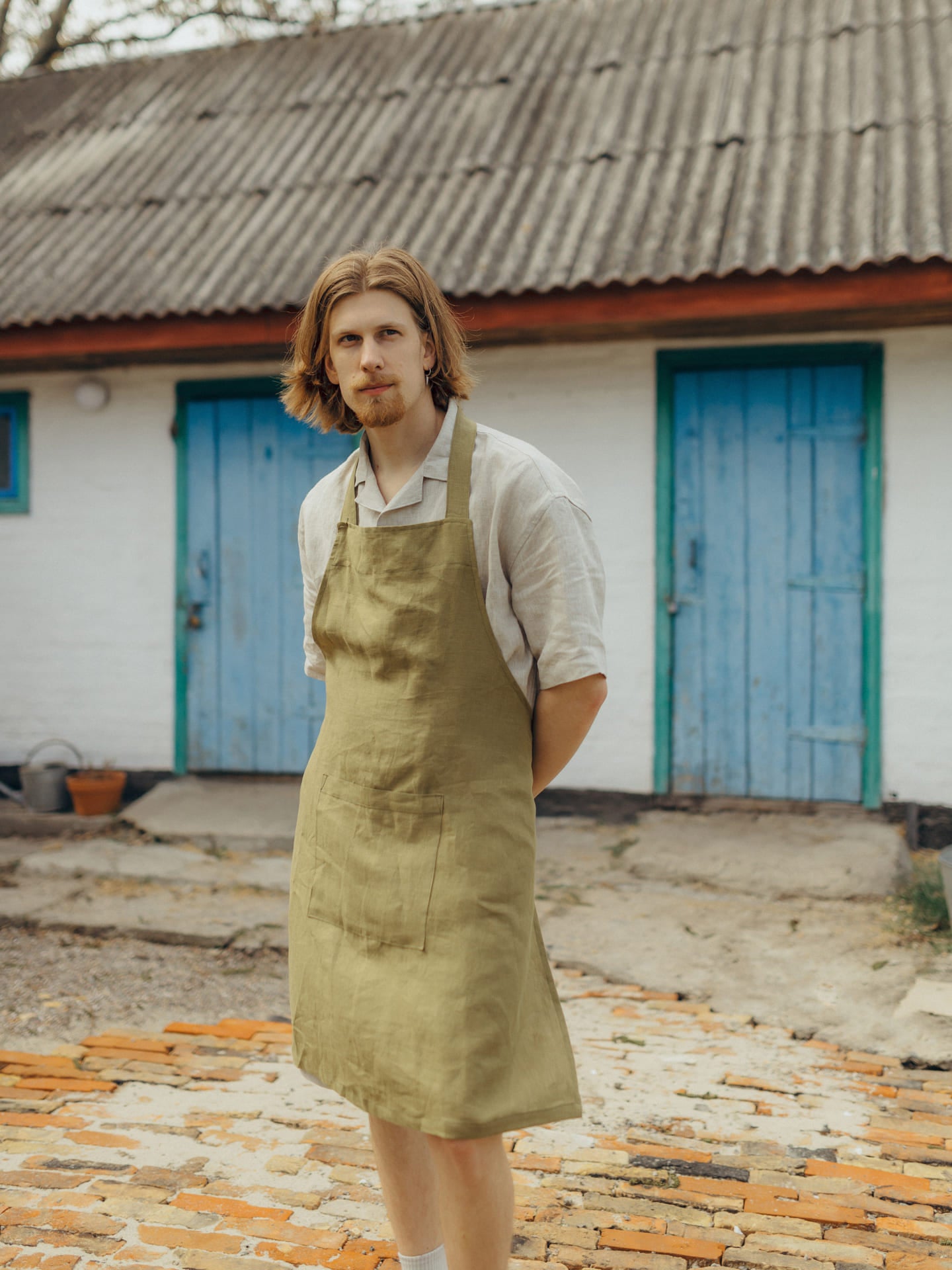 Фартух на зав'язці з вареного льону Leglo Spring