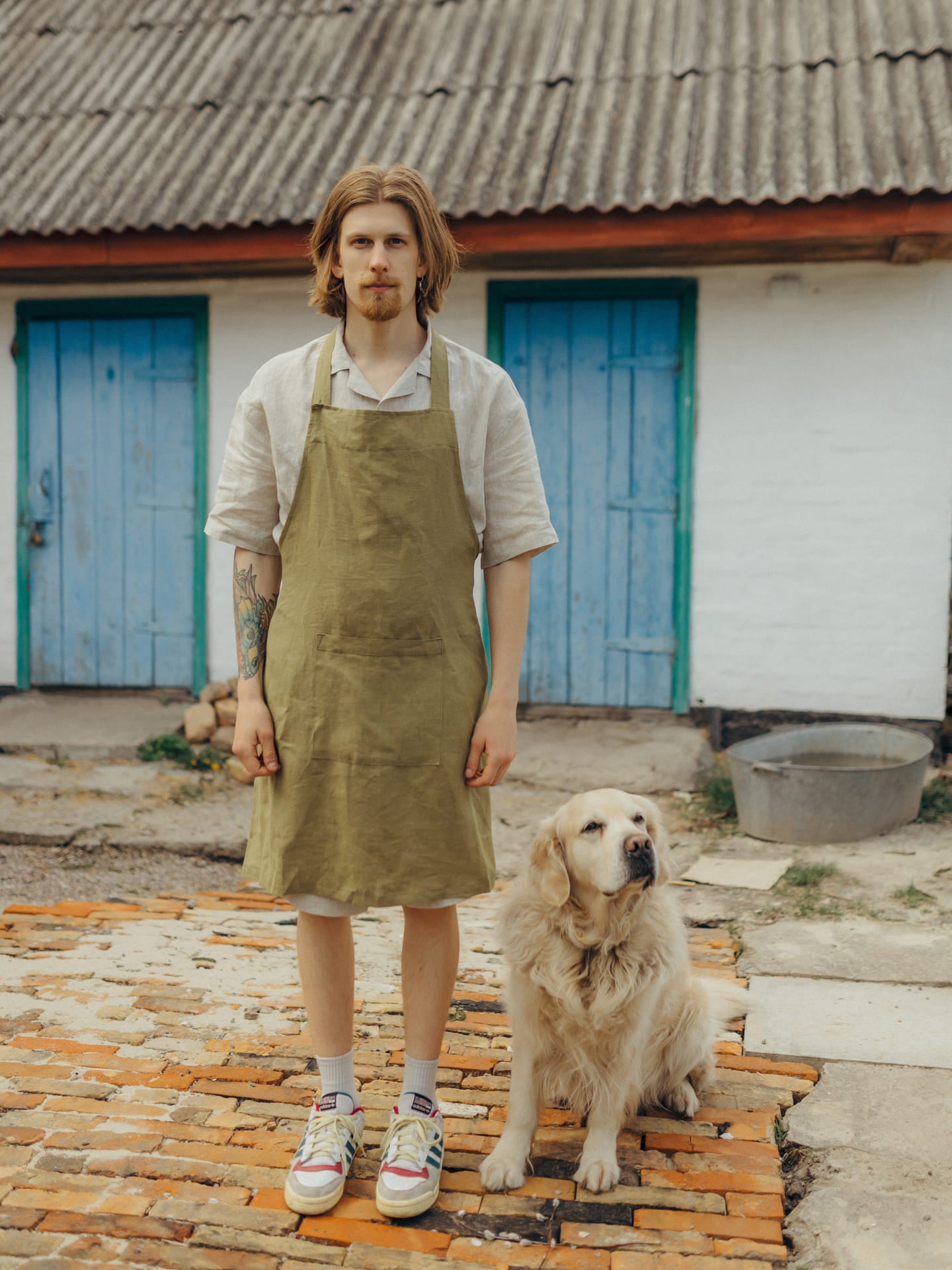 Фартух на зав'язці з вареного льону Leglo Spring