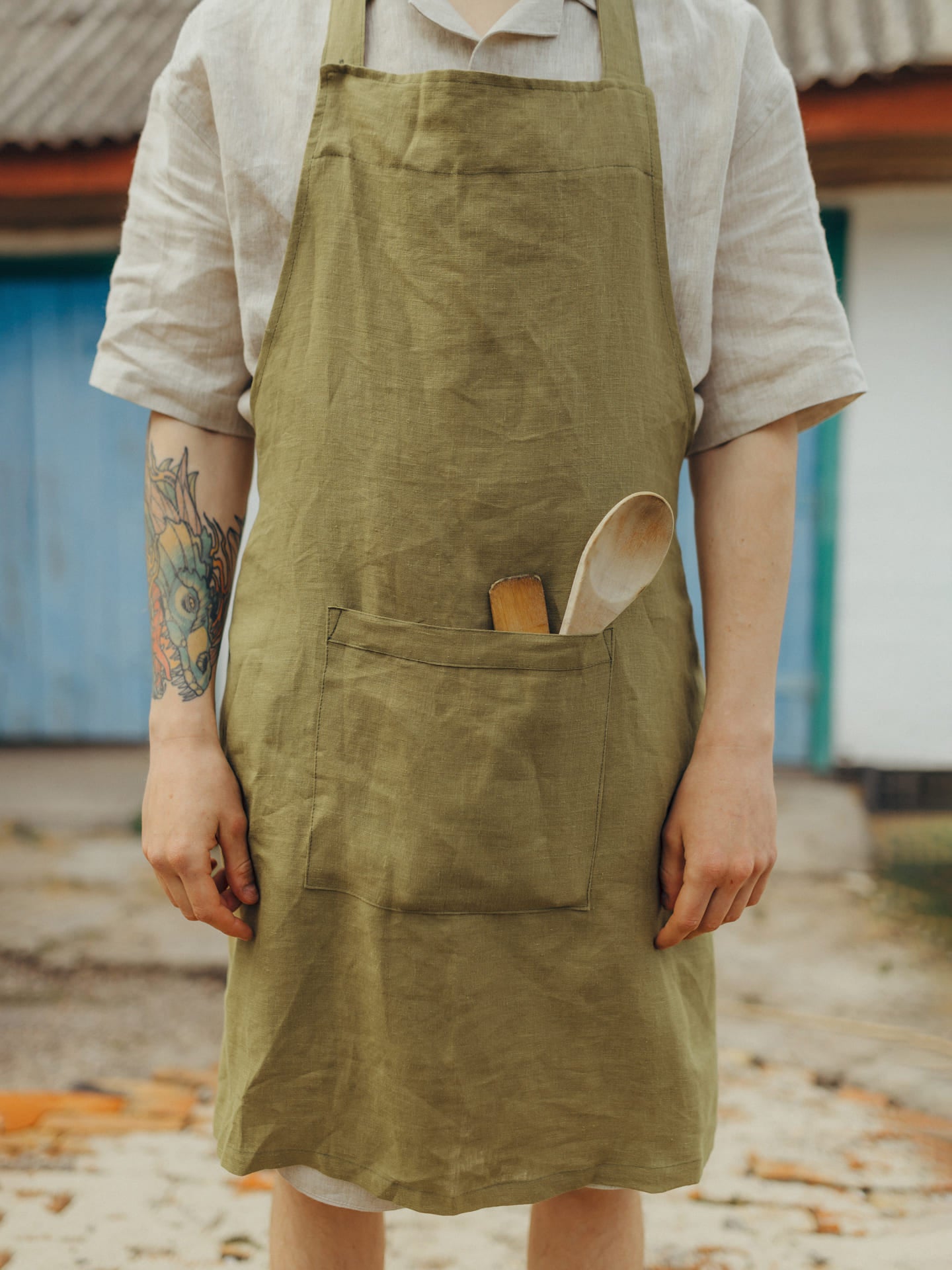 Фартух на зав'язці з вареного льону Leglo Spring