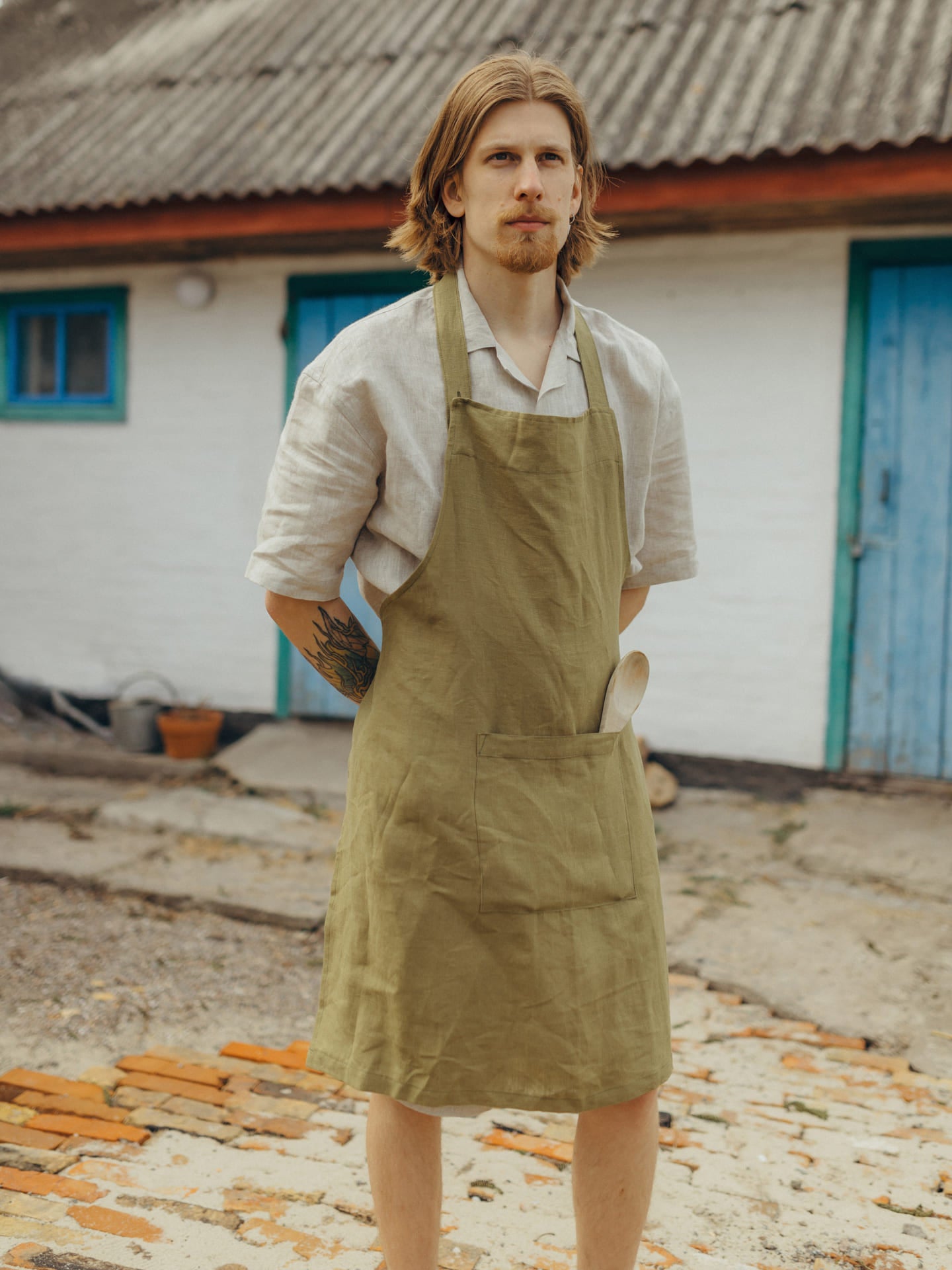 Фартух на зав'язці з вареного льону Leglo Spring