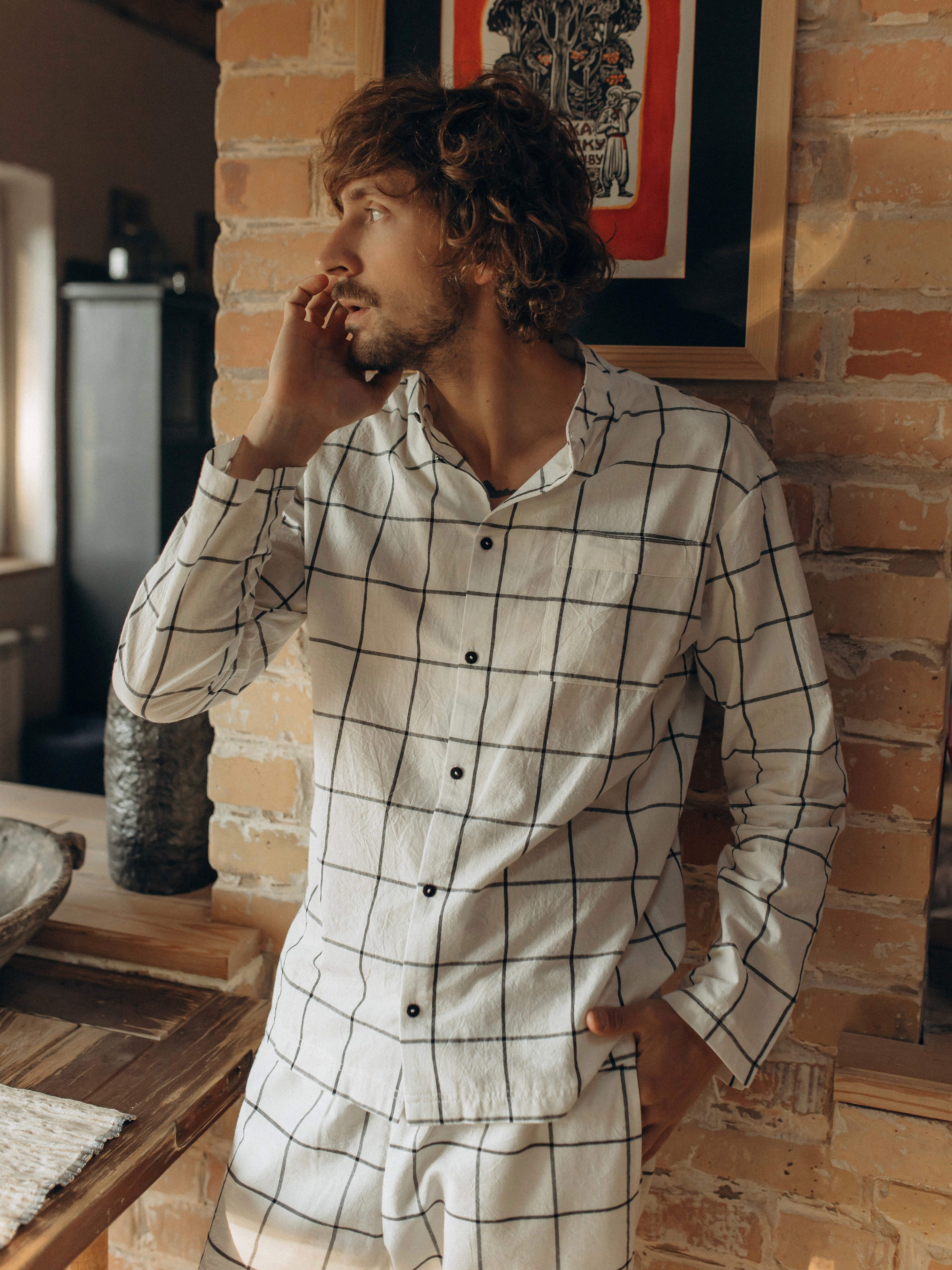 Піжама чоловіча з вареної бавовни Grid