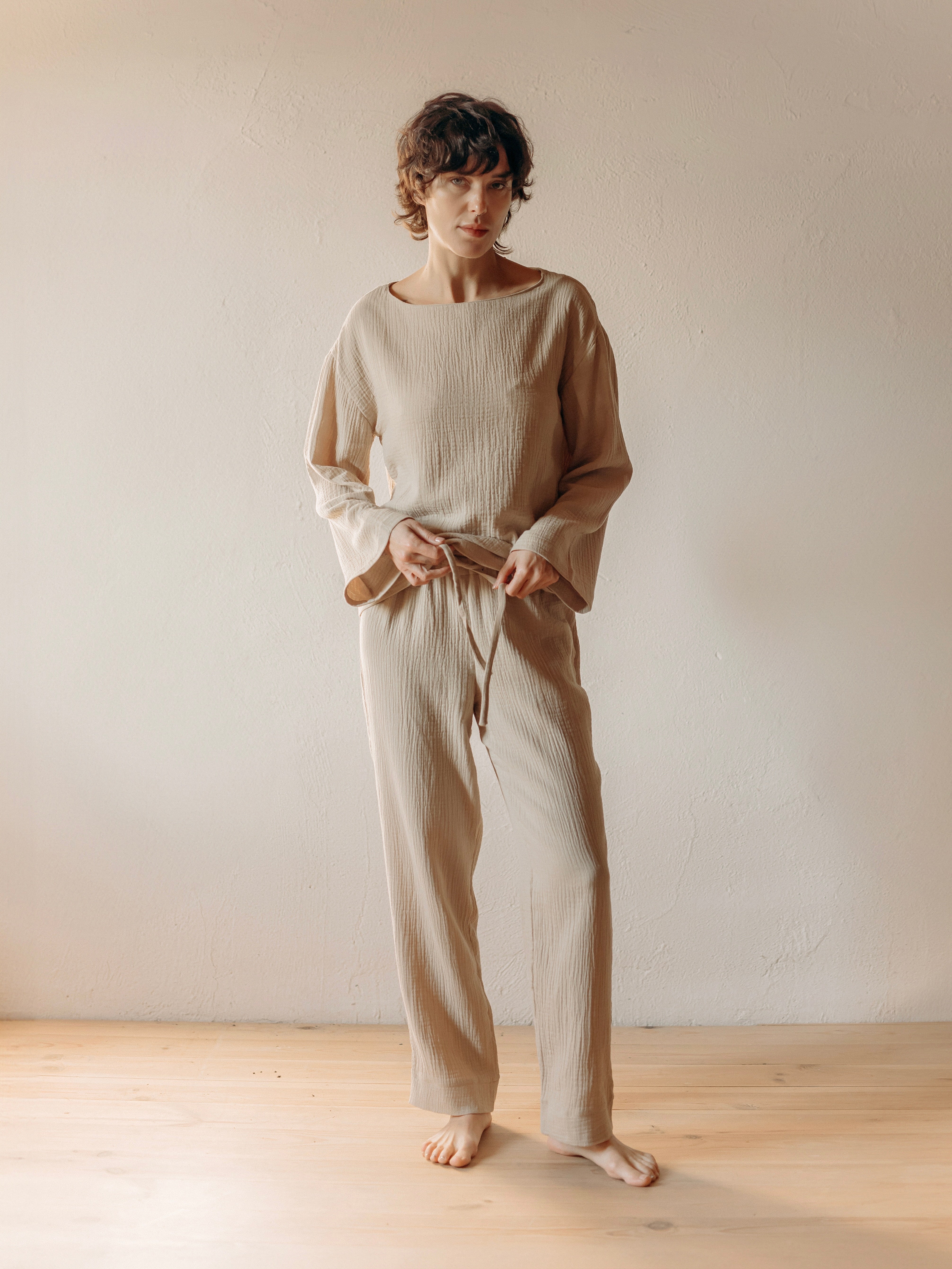 Штани жіночі з мусліну Leglo Greige