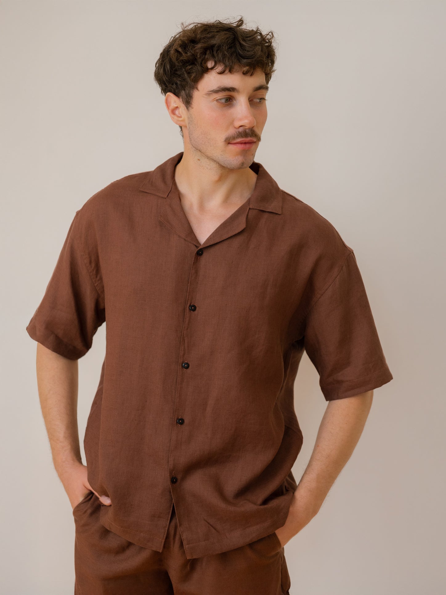 Чоловіча сорочка з вареного льону Leglo Wine