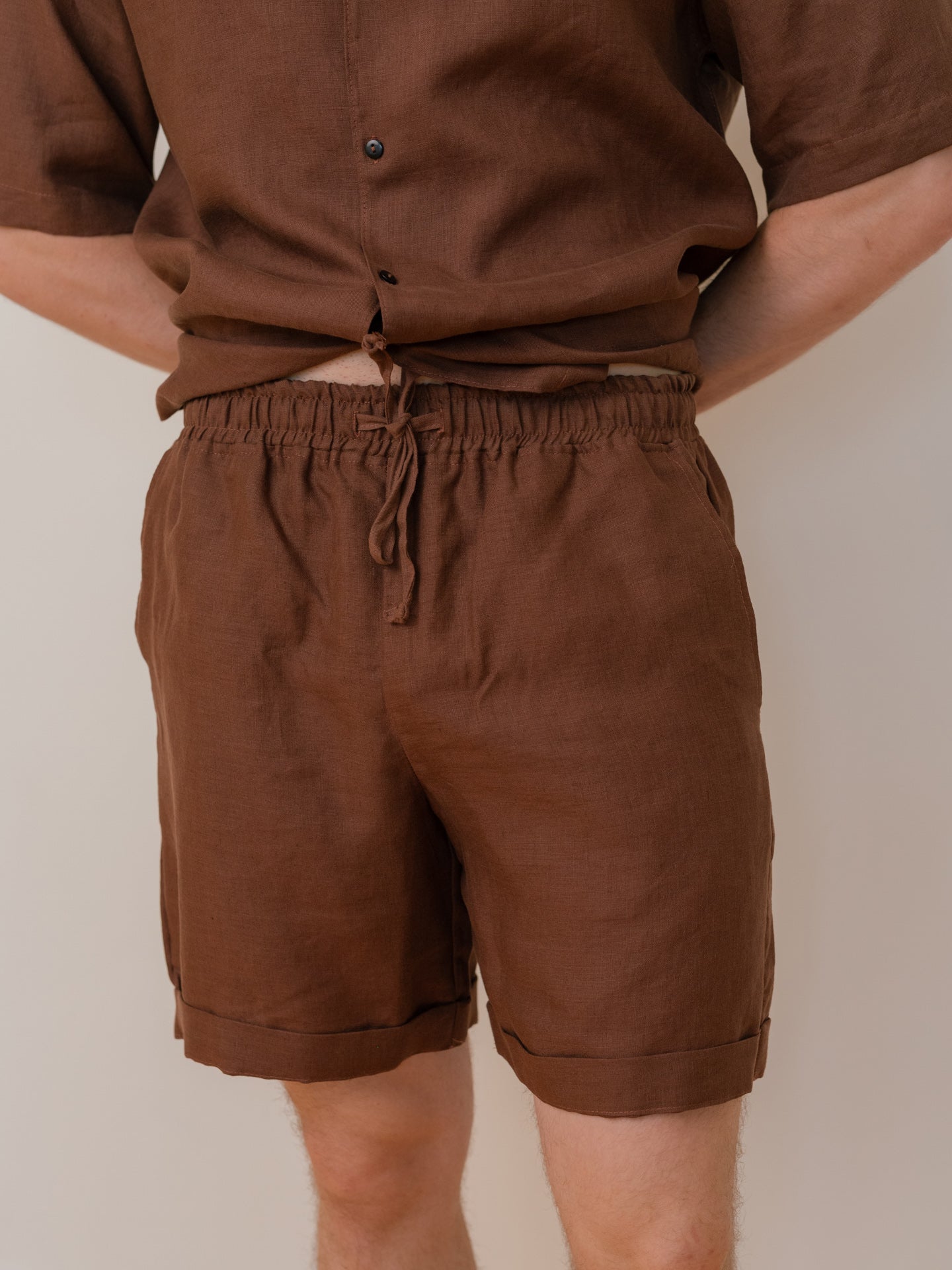 Чоловічі шорти з вареного льону Leglo Wine