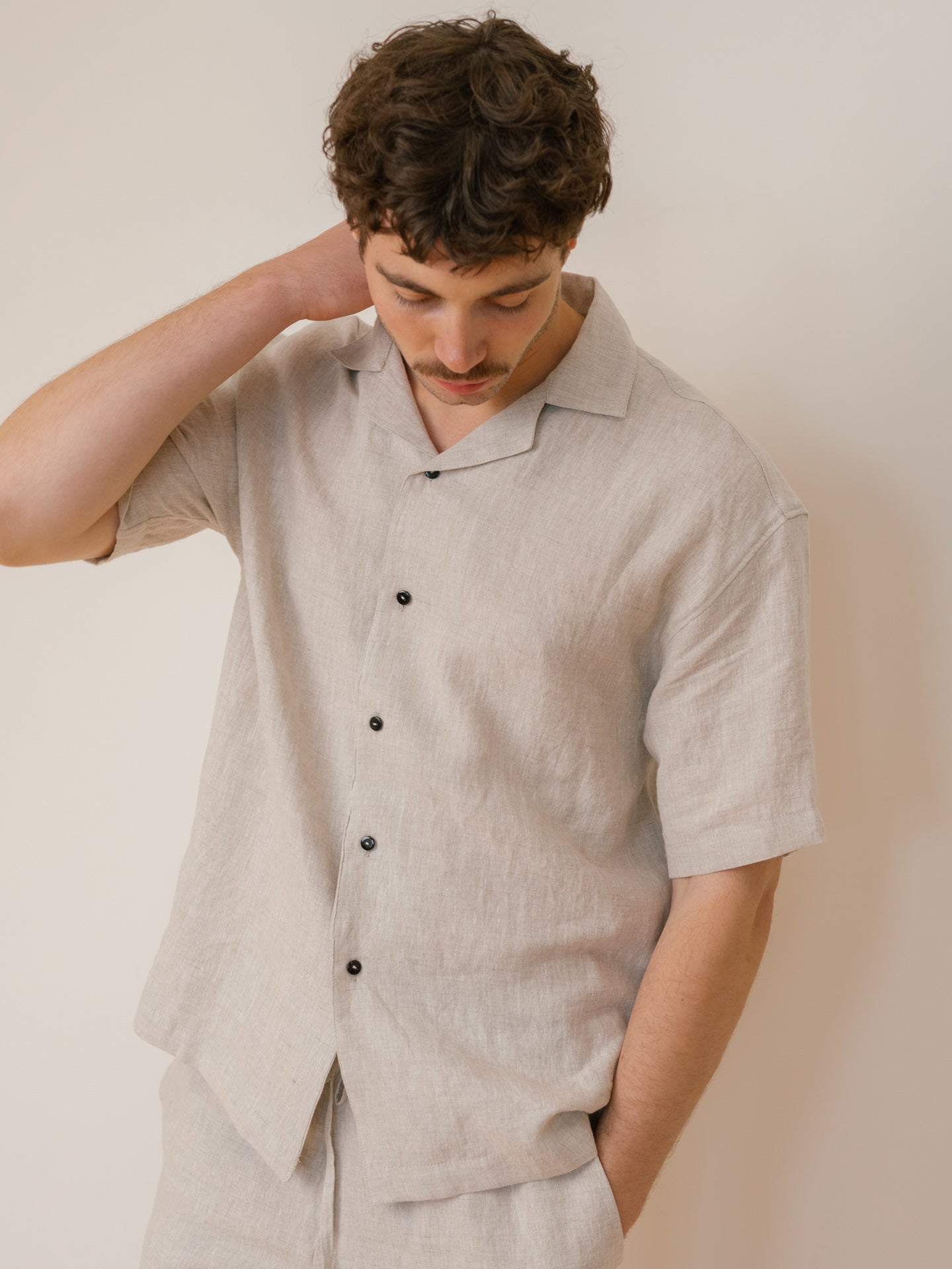 Чоловіча сорочка з вареного льону Leglo Ivory
