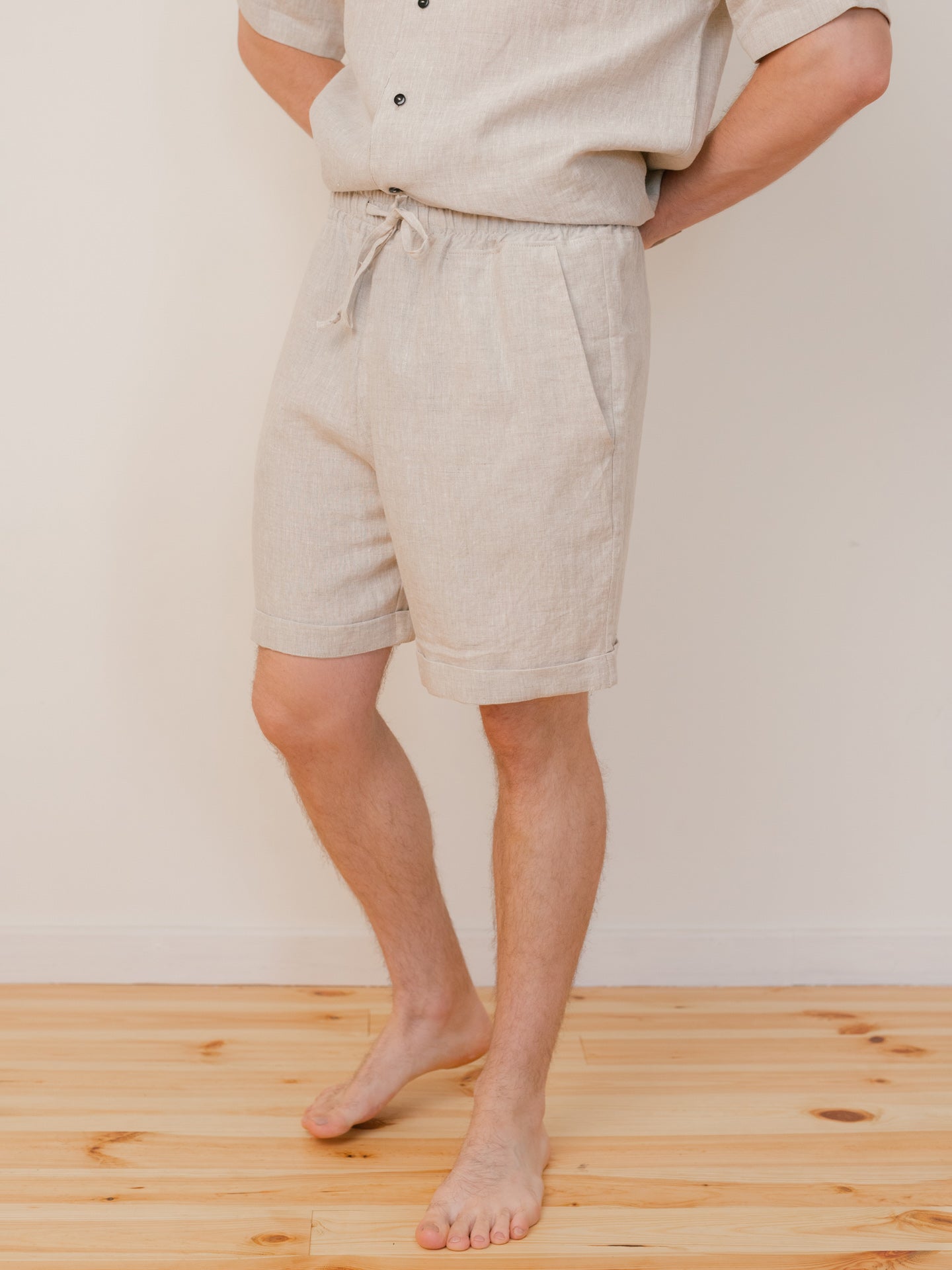 Чоловічі шорти з вареного льону Leglo Ivory