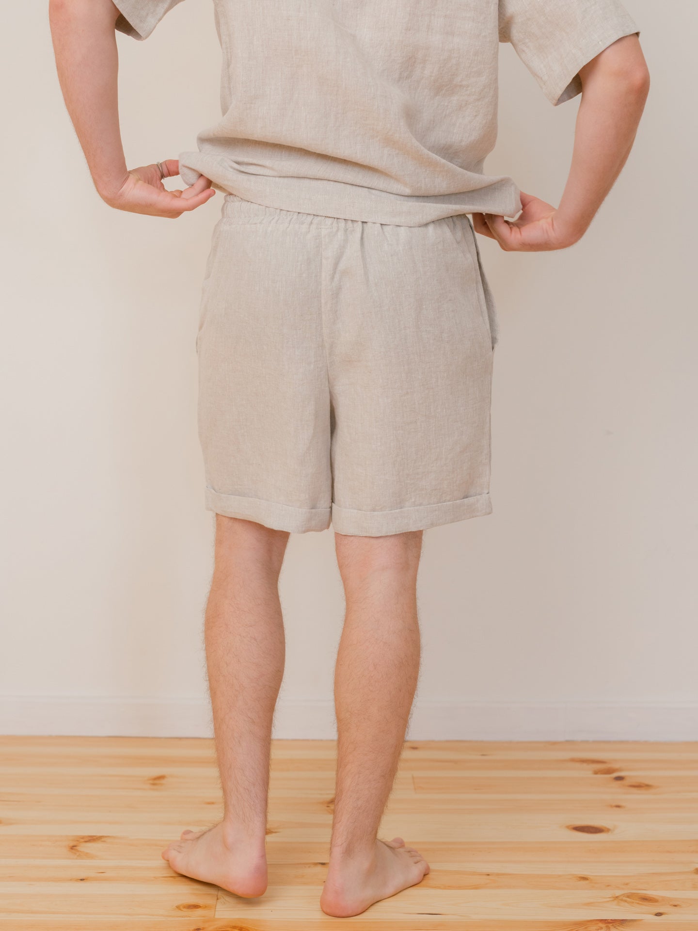 Чоловічі шорти з вареного льону Leglo Ivory