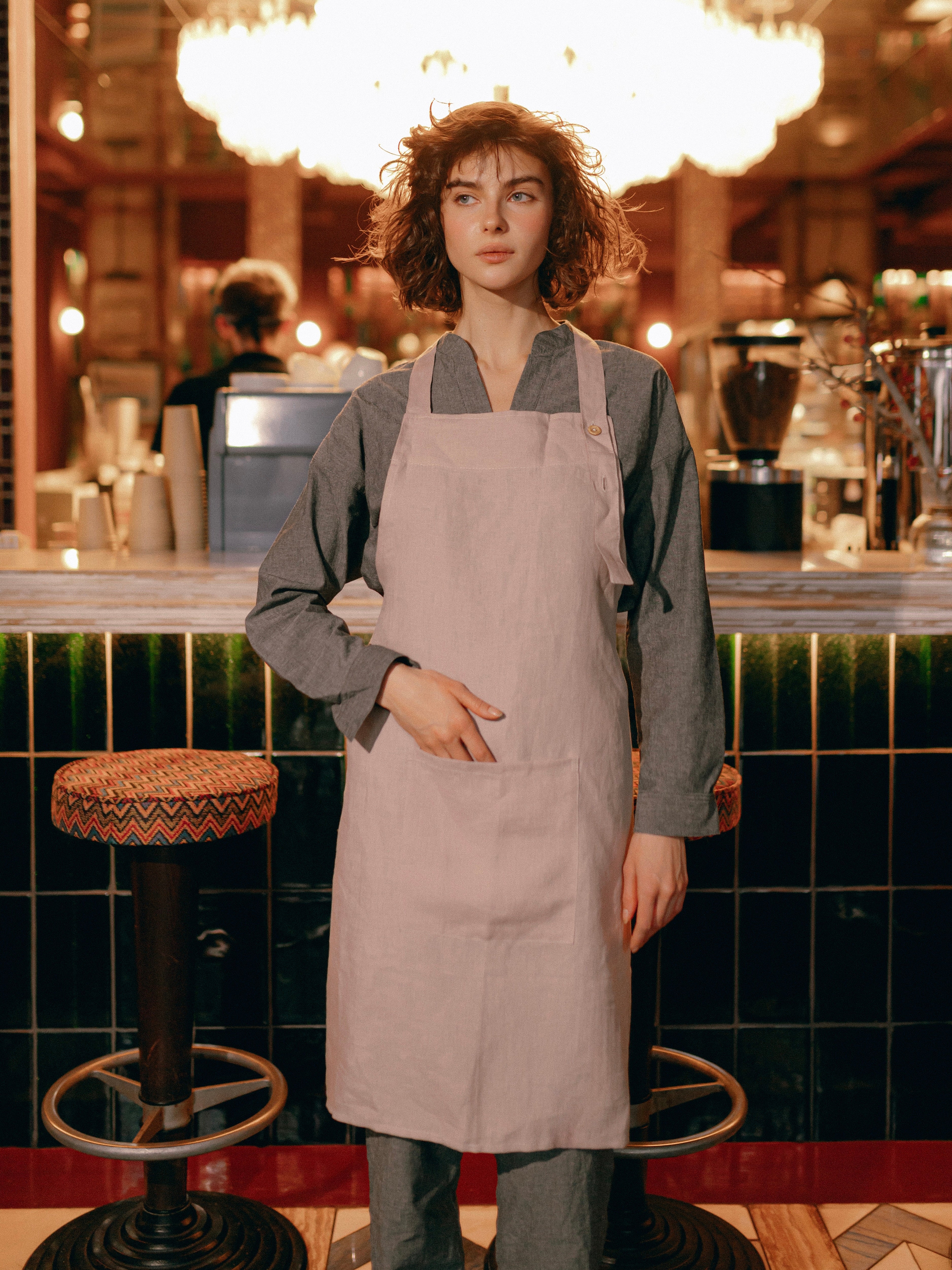 Фартух на зав'язці з вареного льону Leglo Lace