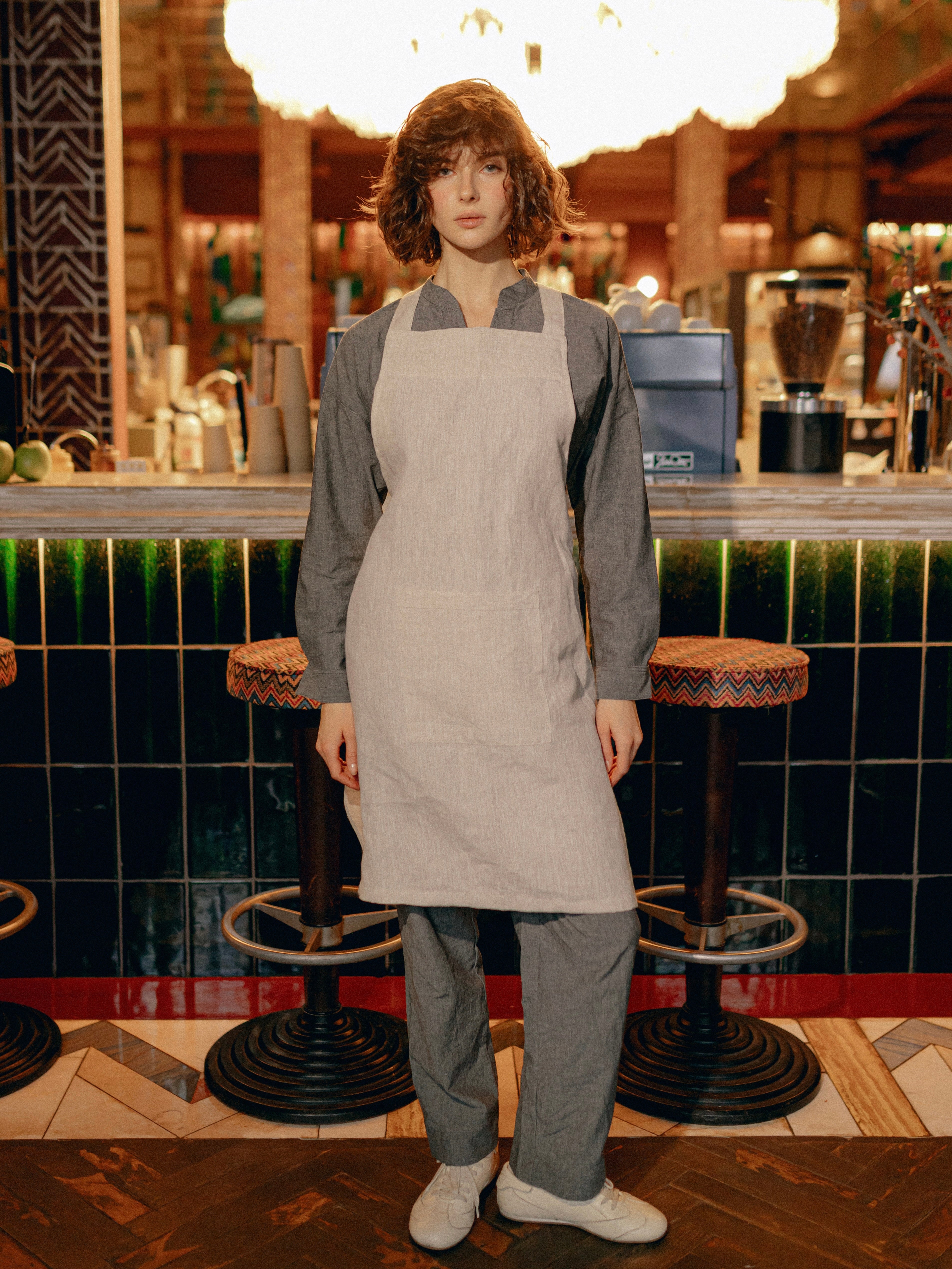 Фартух на зав'язці з вареного льону Leglo Ivory