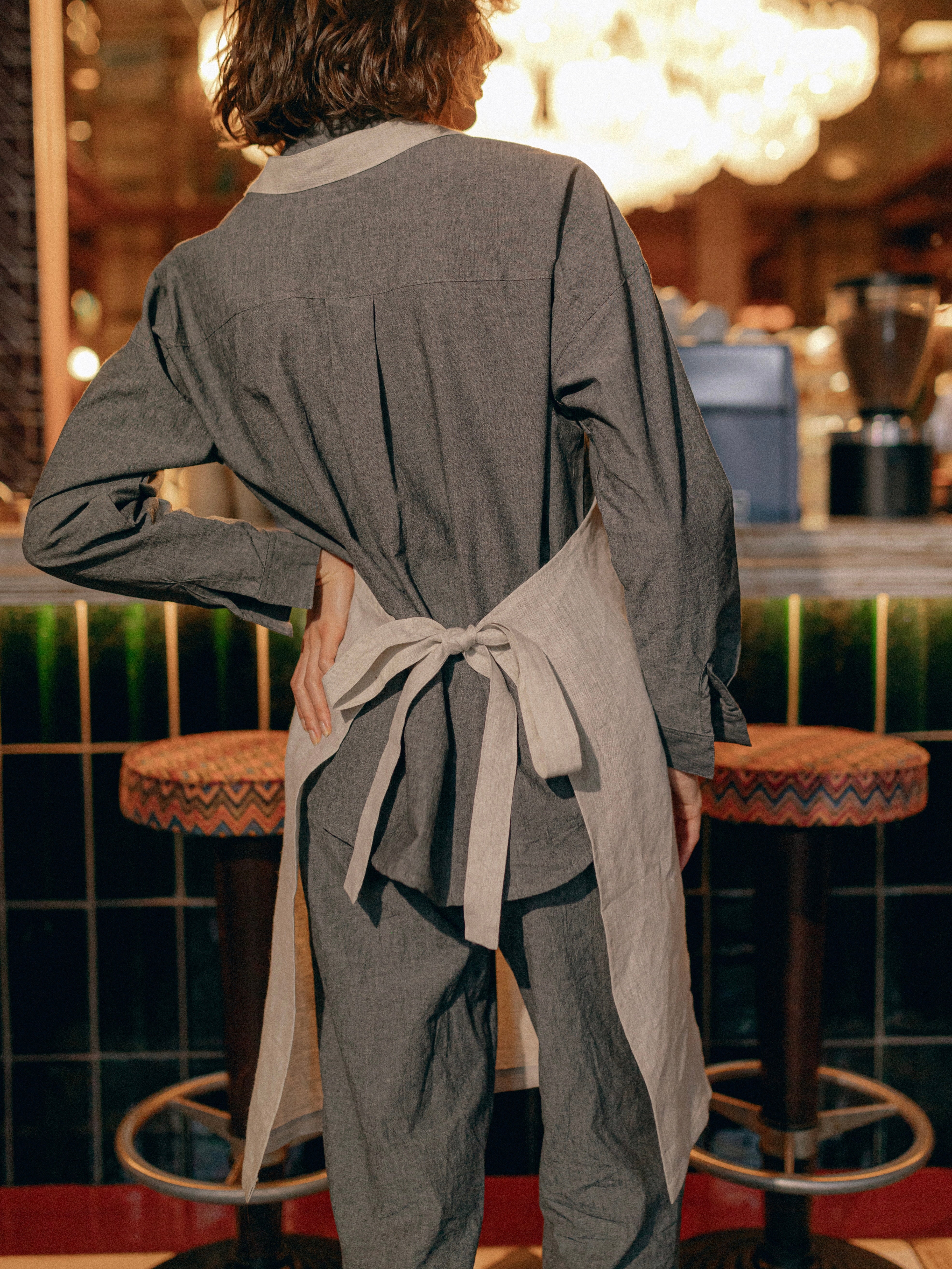 Фартух на зав'язці з вареного льону Leglo Ivory