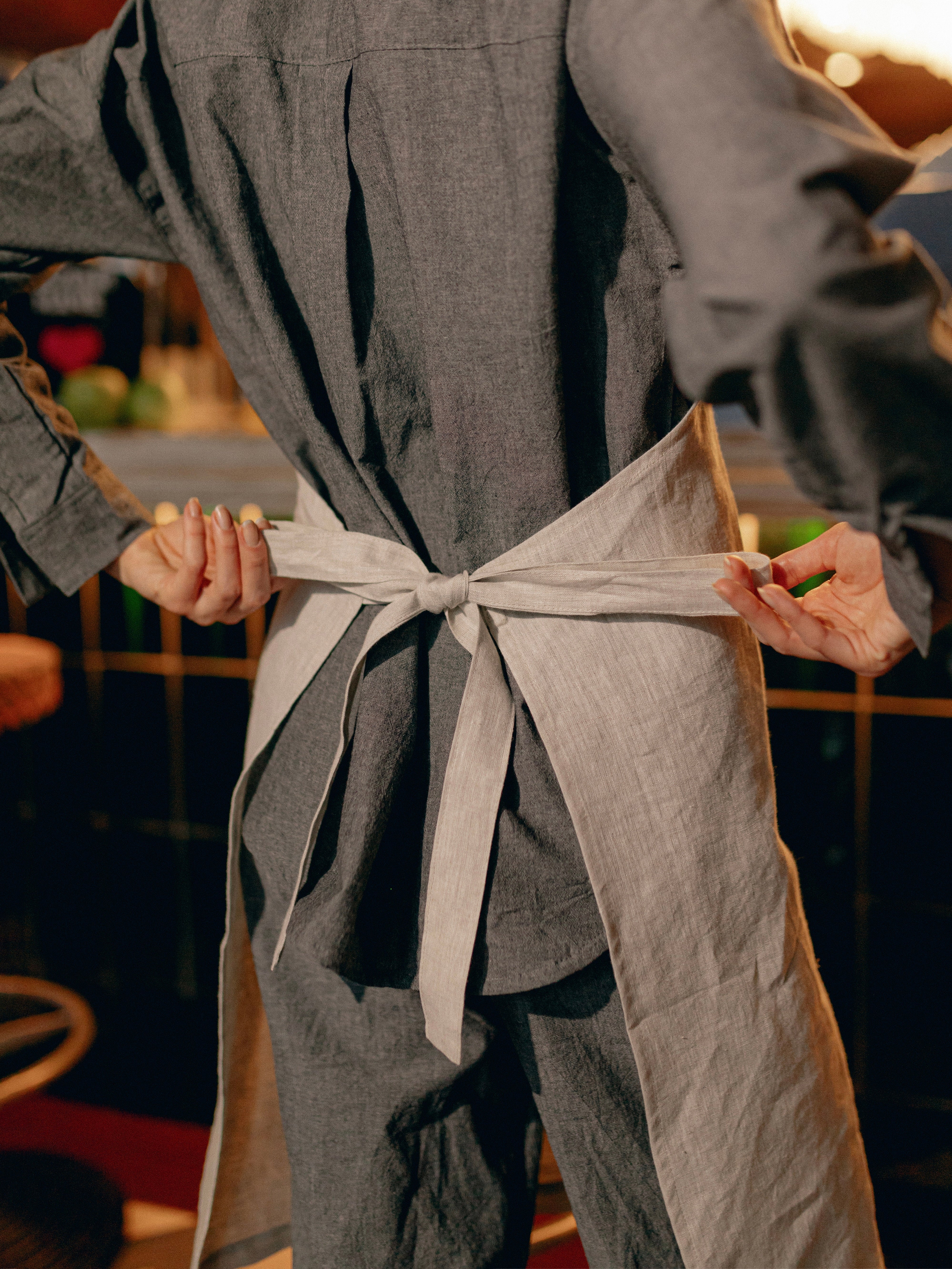 Фартух на зав'язці з вареного льону Leglo Ivory