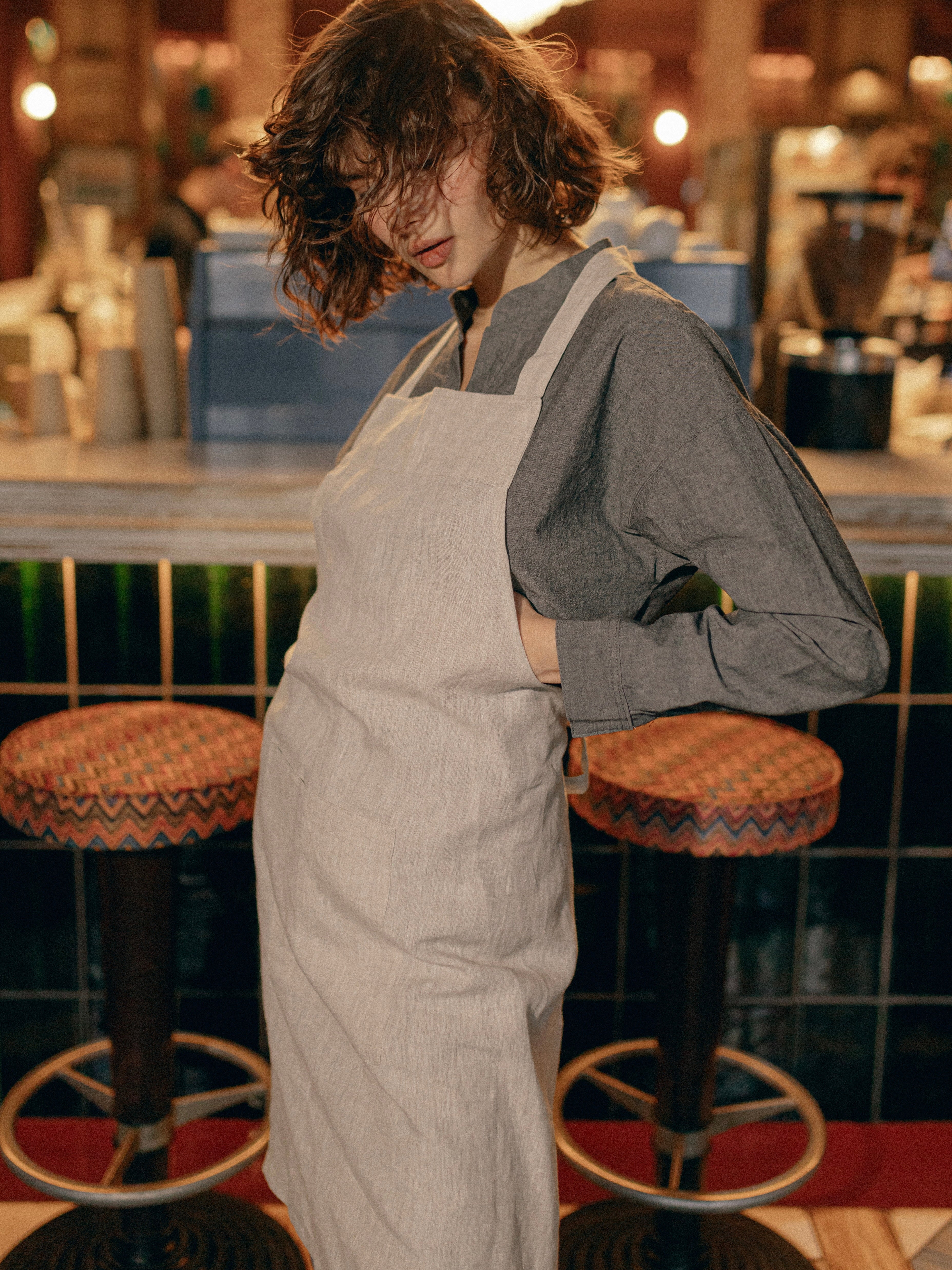 Фартух на зав'язці з вареного льону Leglo Ivory