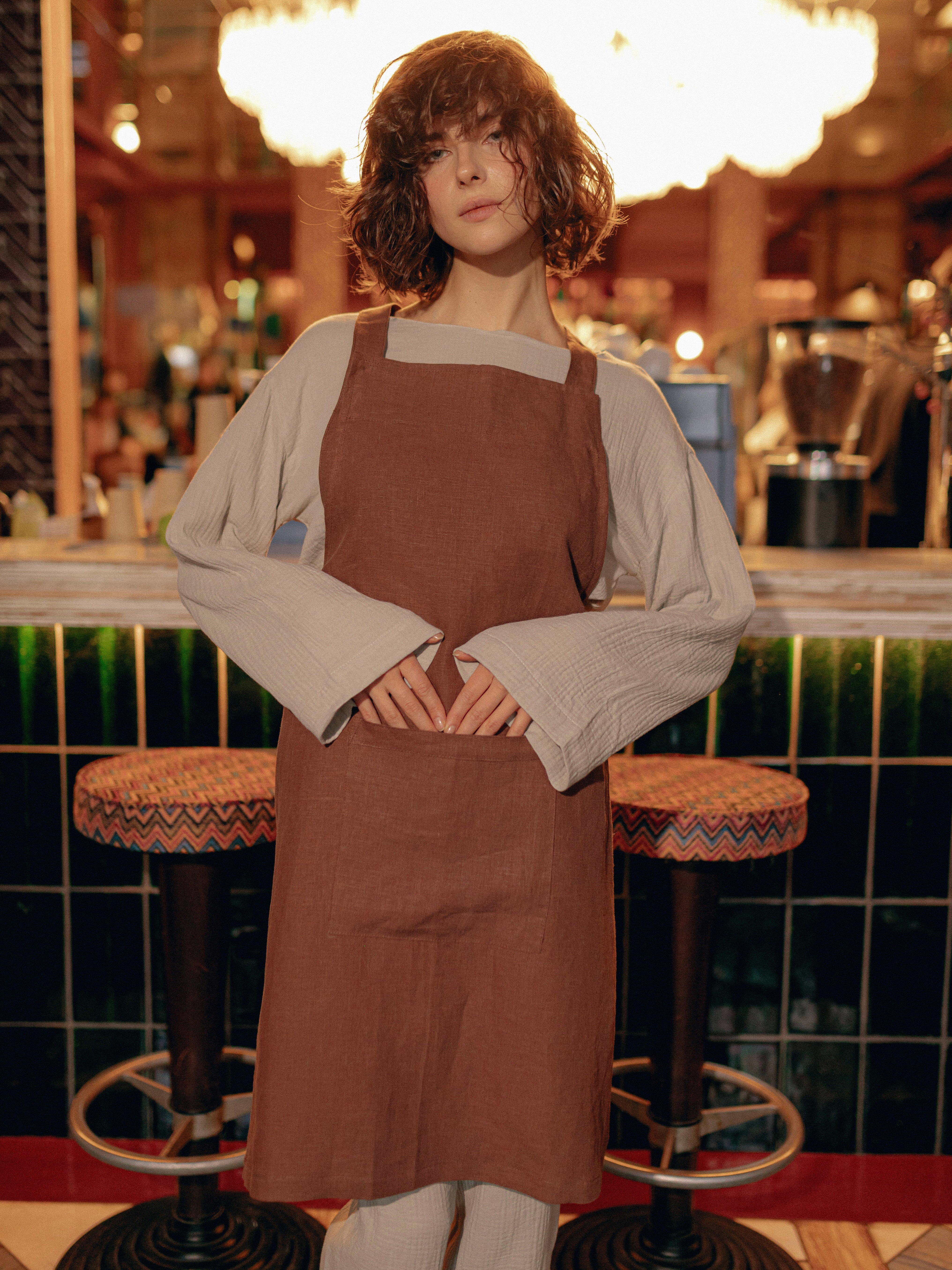 Фартух на зав'язці з вареного льону Leglo Wine