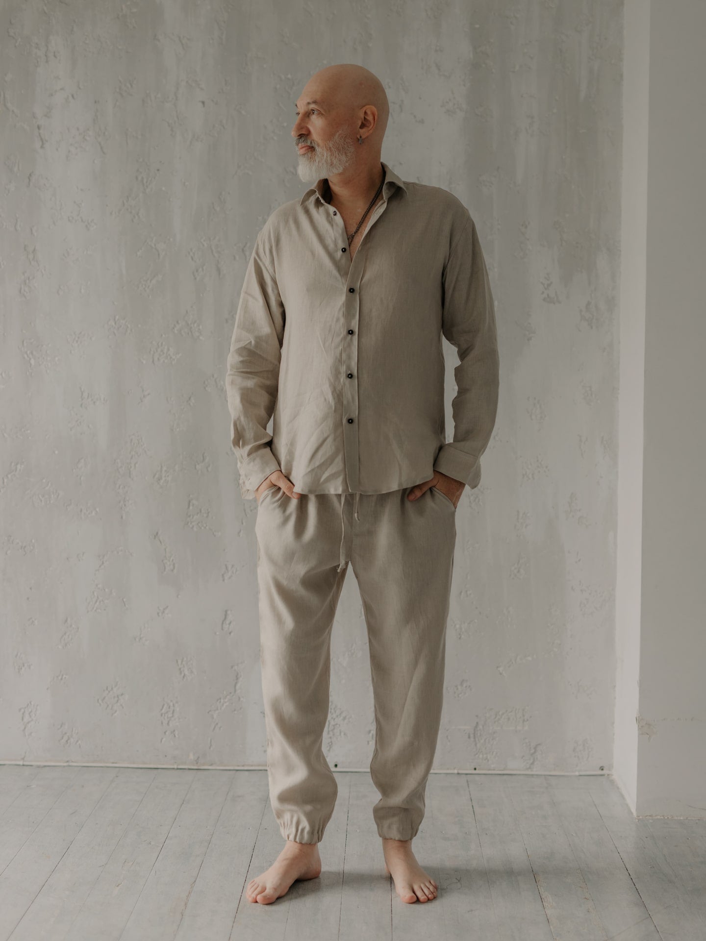 Штани чоловічі з льону Leglo Ivory