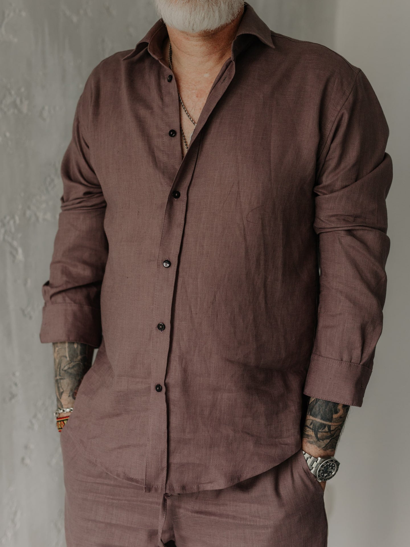 Сорочка чоловіча з льону Leglo Brownie