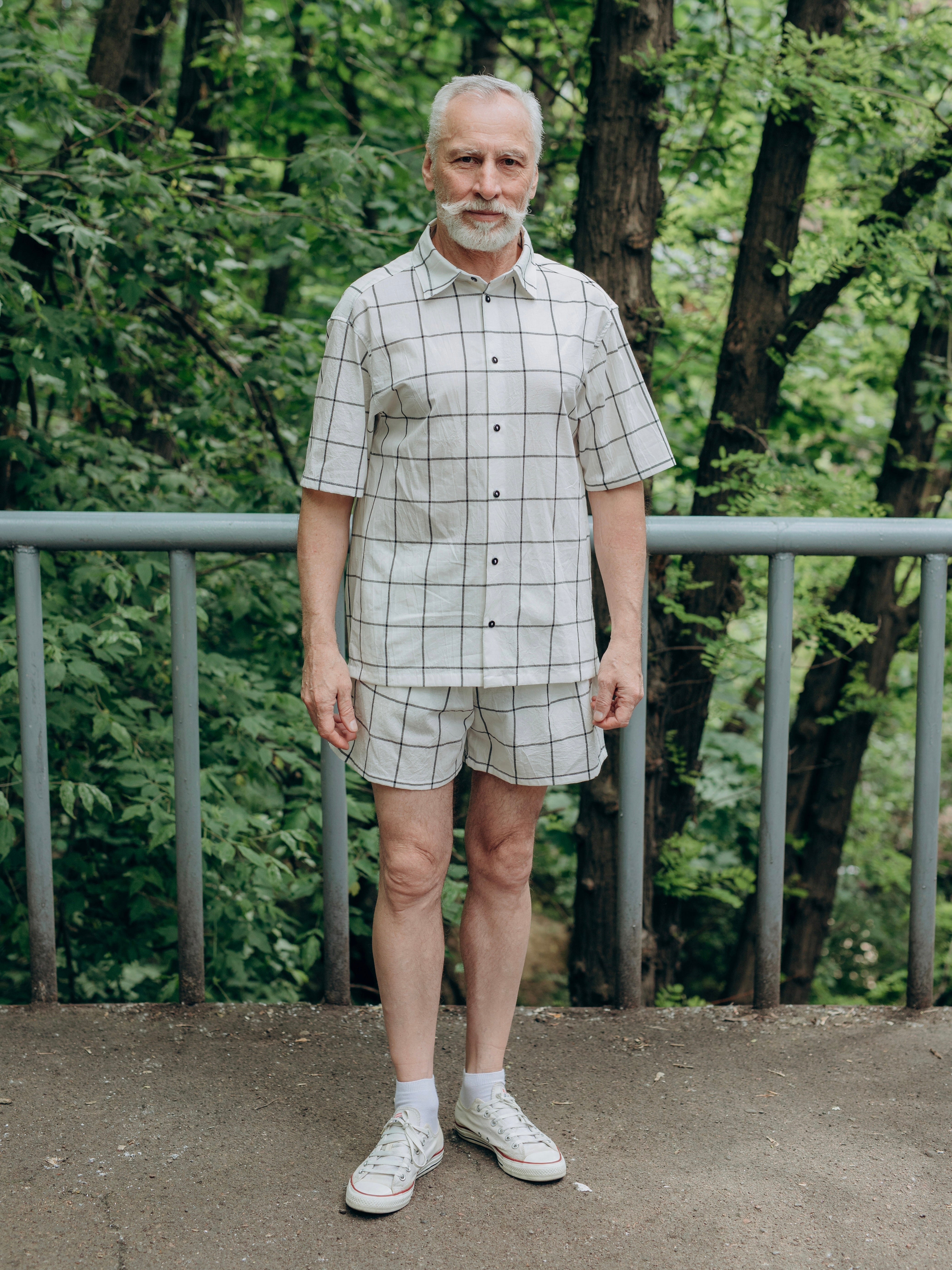 Чоловічий літній костюм з вареної бавовни Grid