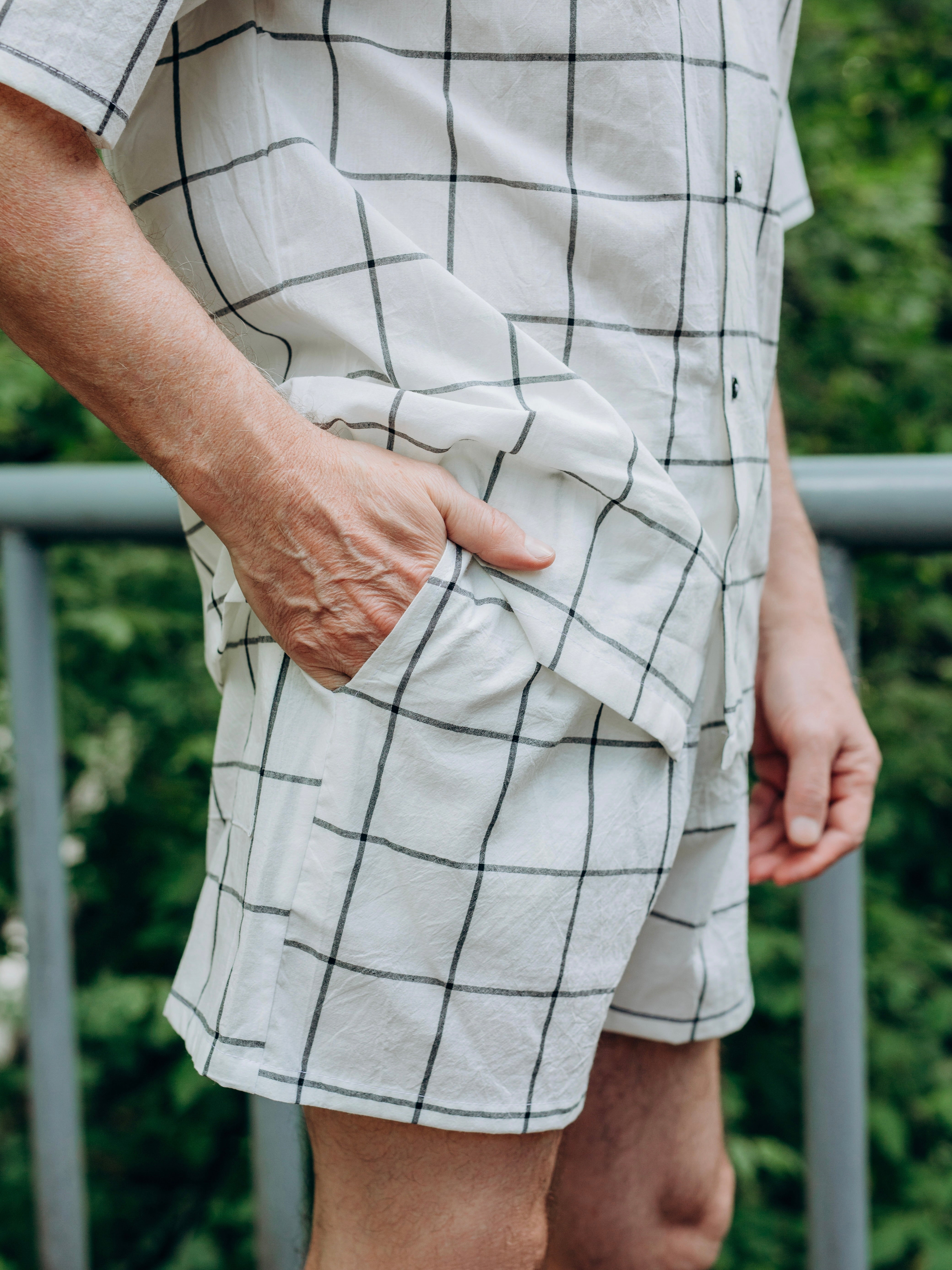 Чоловічий літній костюм з вареної бавовни Grid