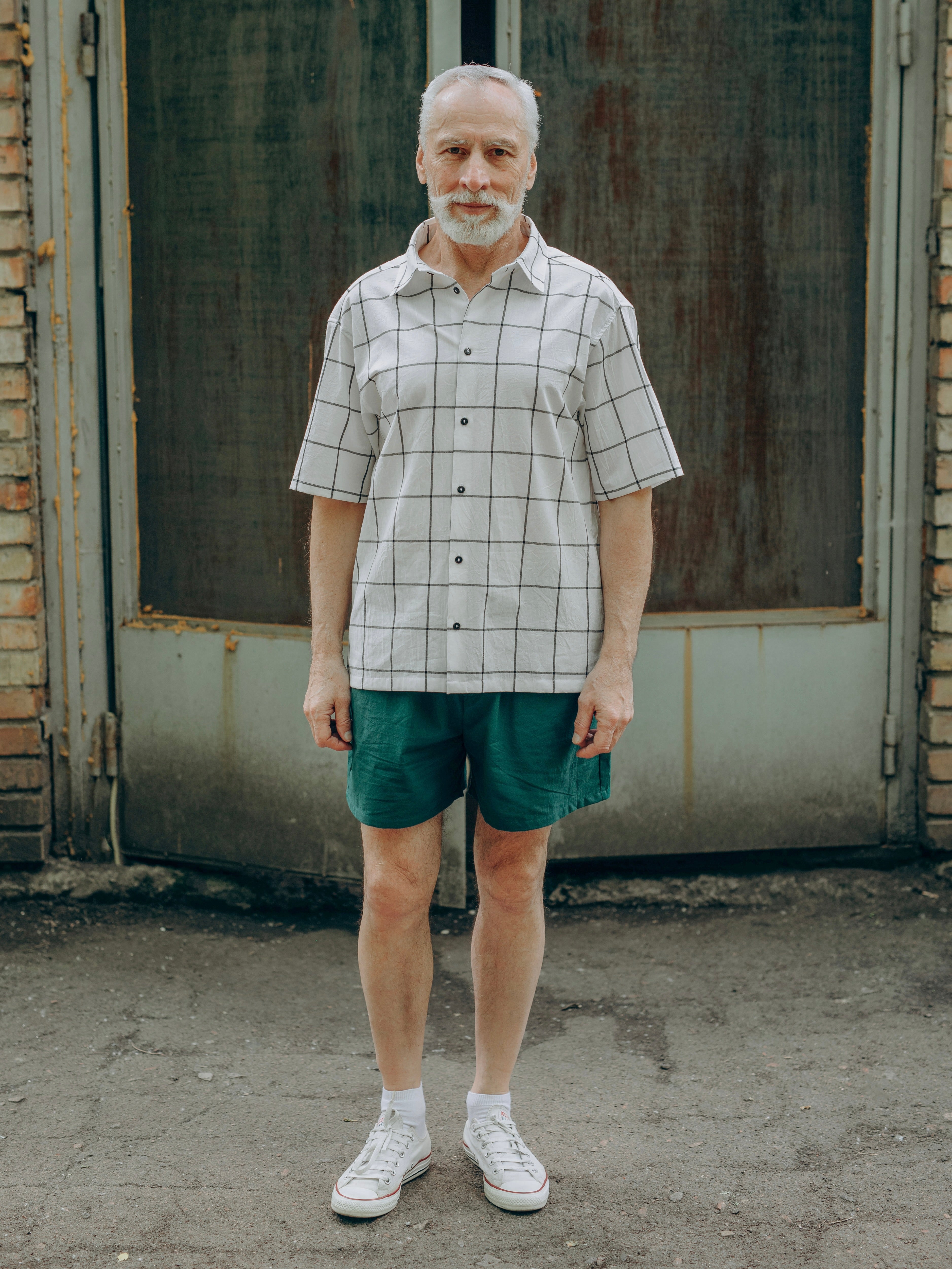 Чоловічий літній костюм з вареної бавовни Leglo Mix Grid - Smaragd