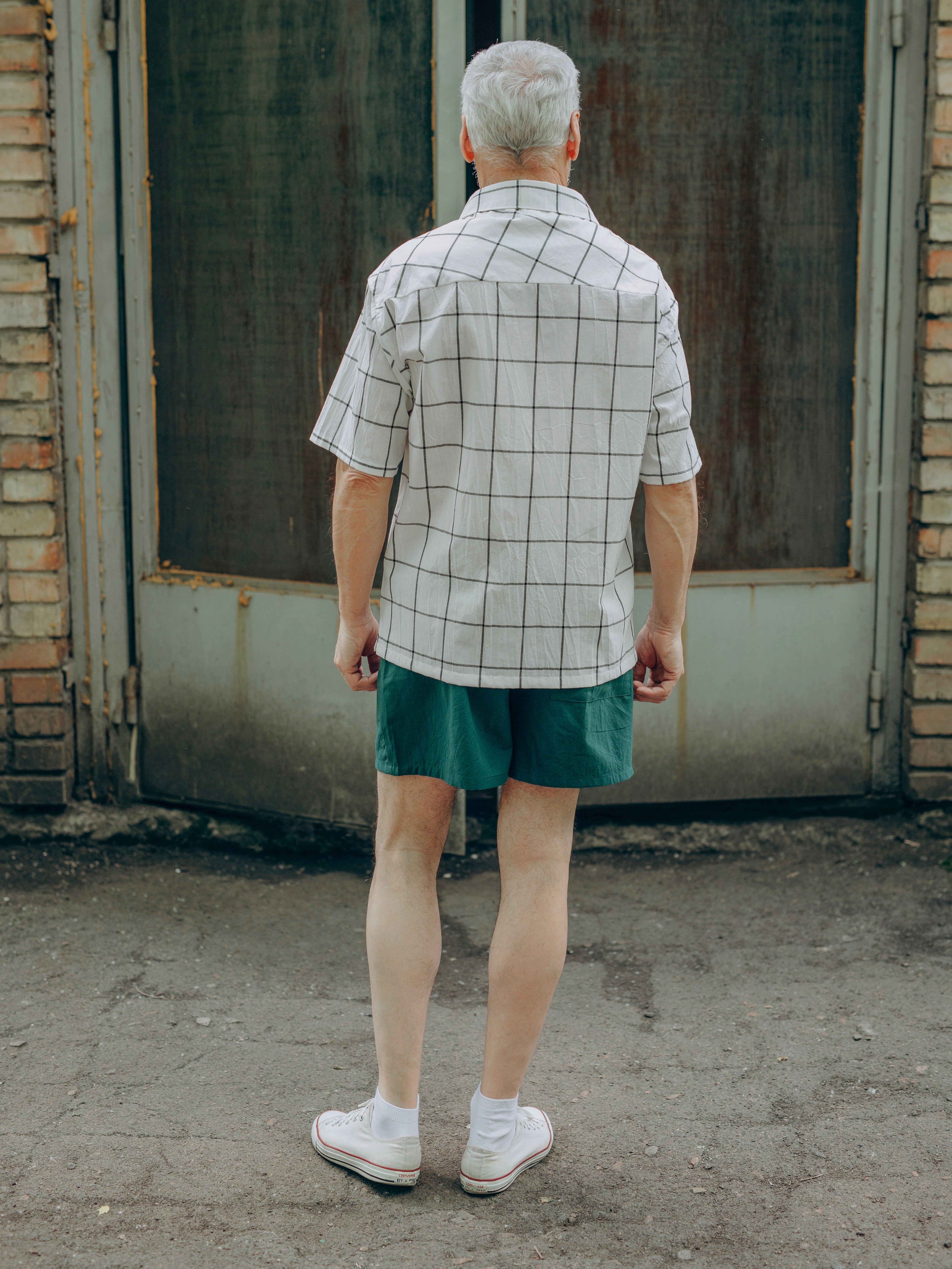 Чоловічий літній костюм з вареної бавовни Leglo Mix Grid - Smaragd