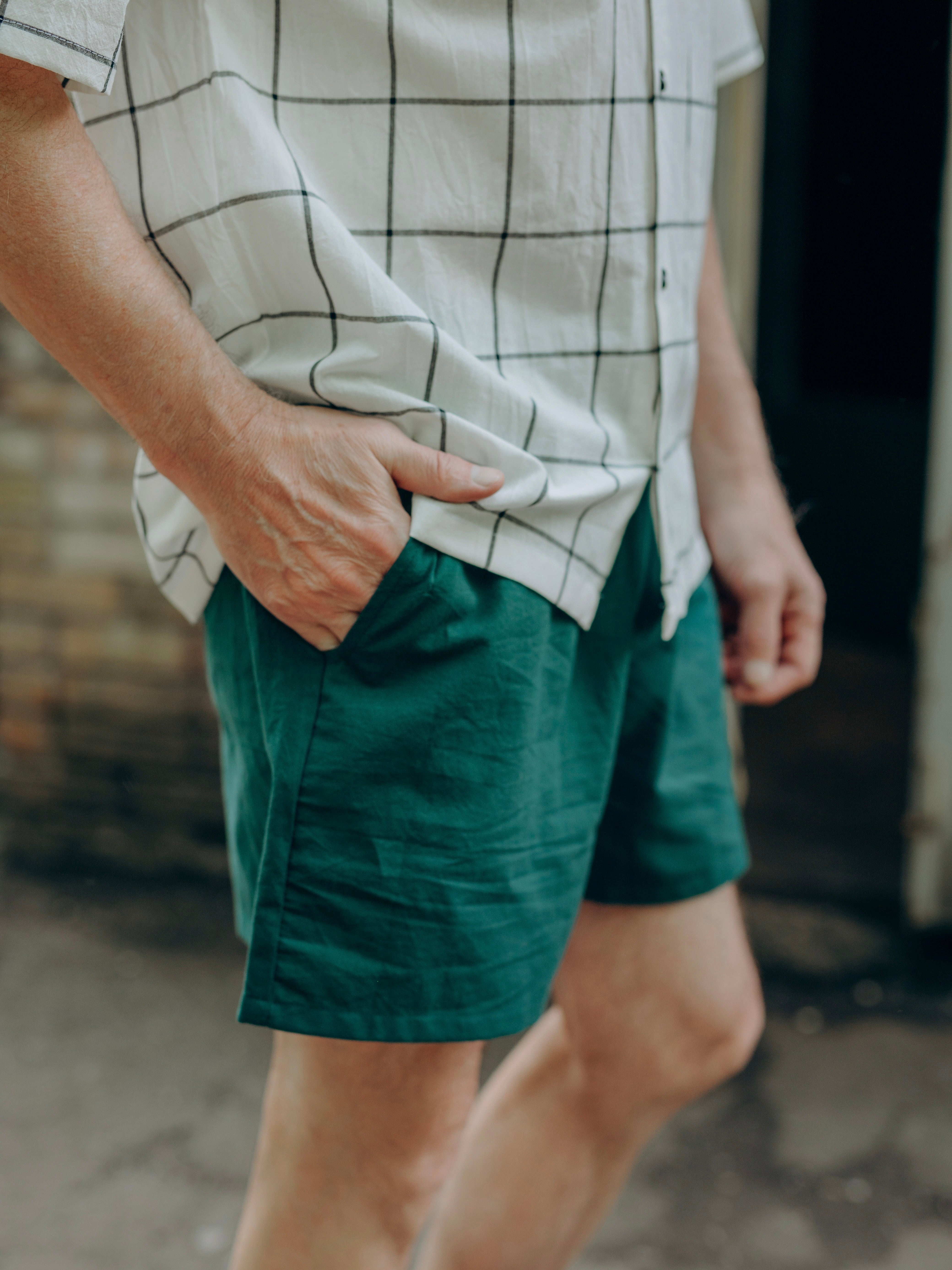 Чоловічий літній костюм з вареної бавовни Leglo Mix Grid - Smaragd