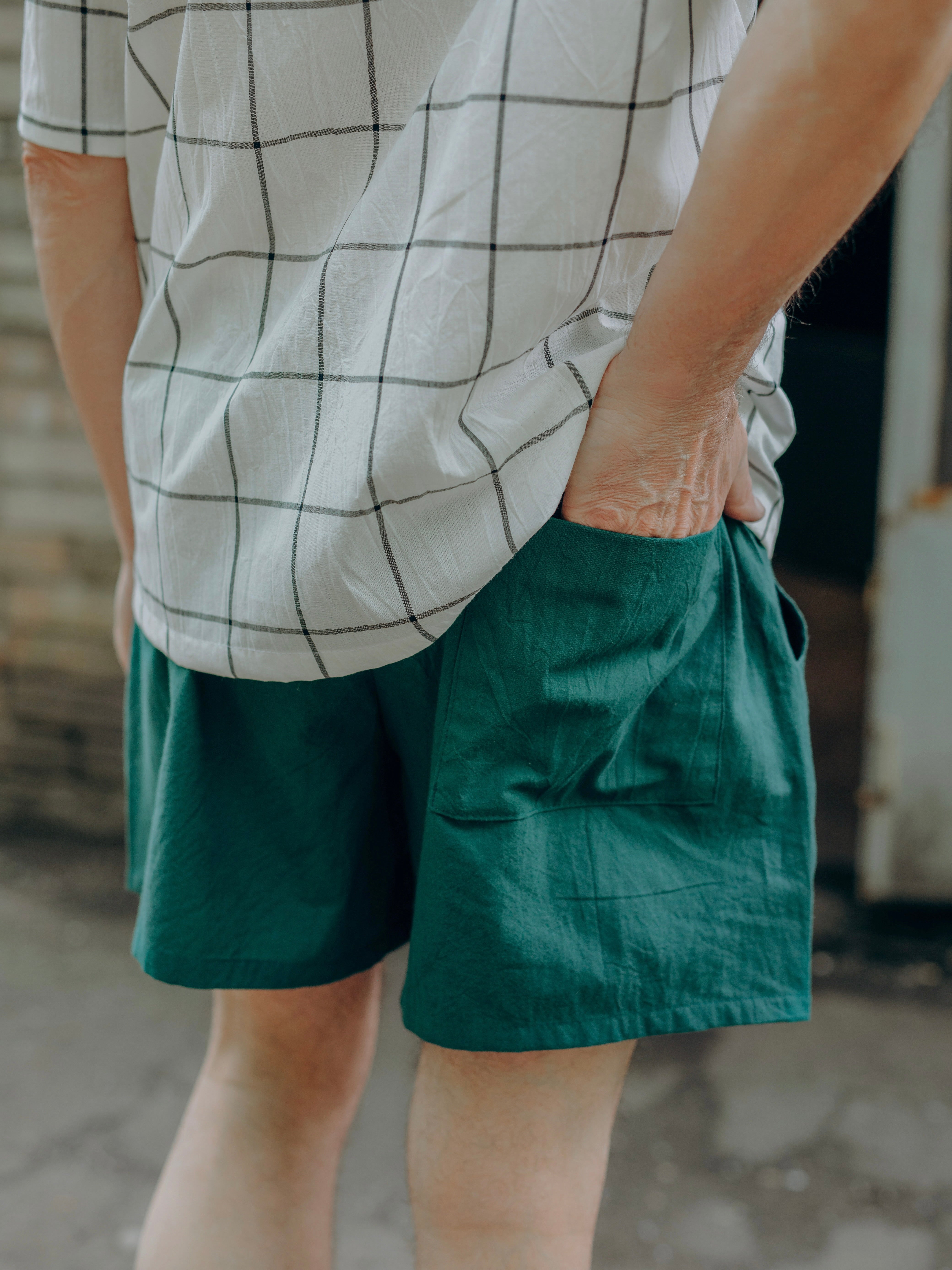 Чоловічий літній костюм з вареної бавовни Leglo Mix Grid - Smaragd