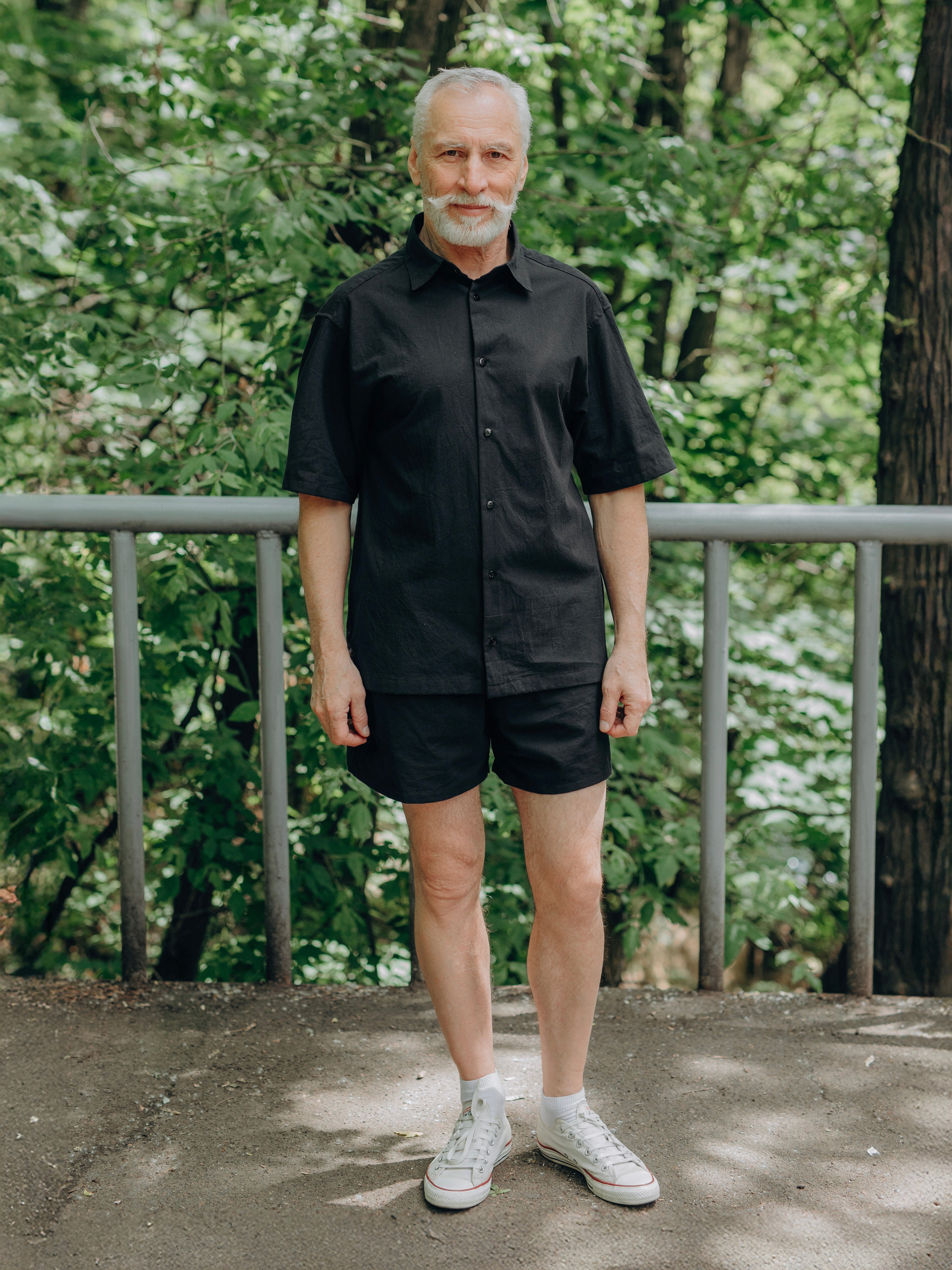 Чоловічий літній костюм з вареної бавовни Black