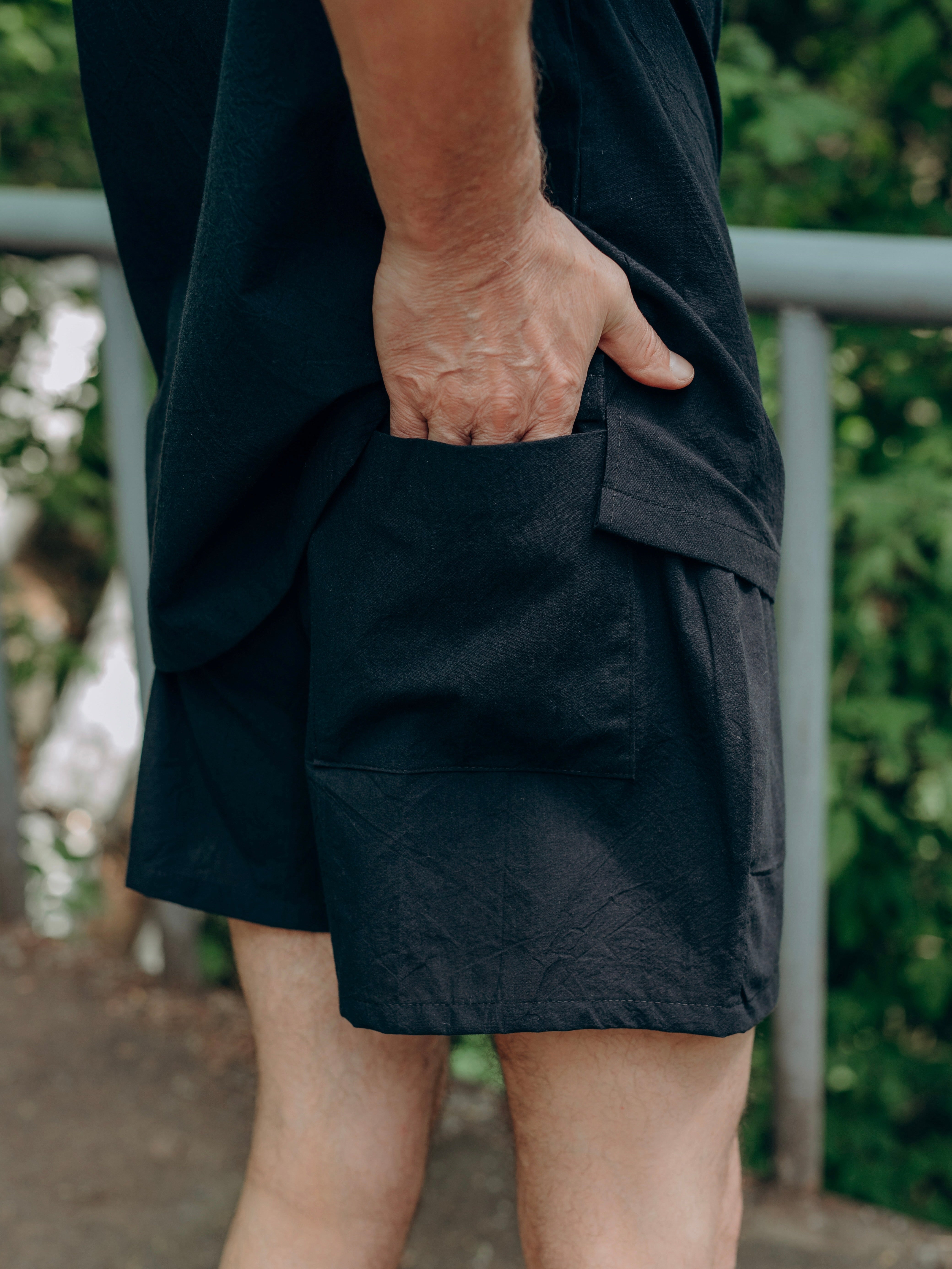 Чоловічий літній костюм з вареної бавовни Black