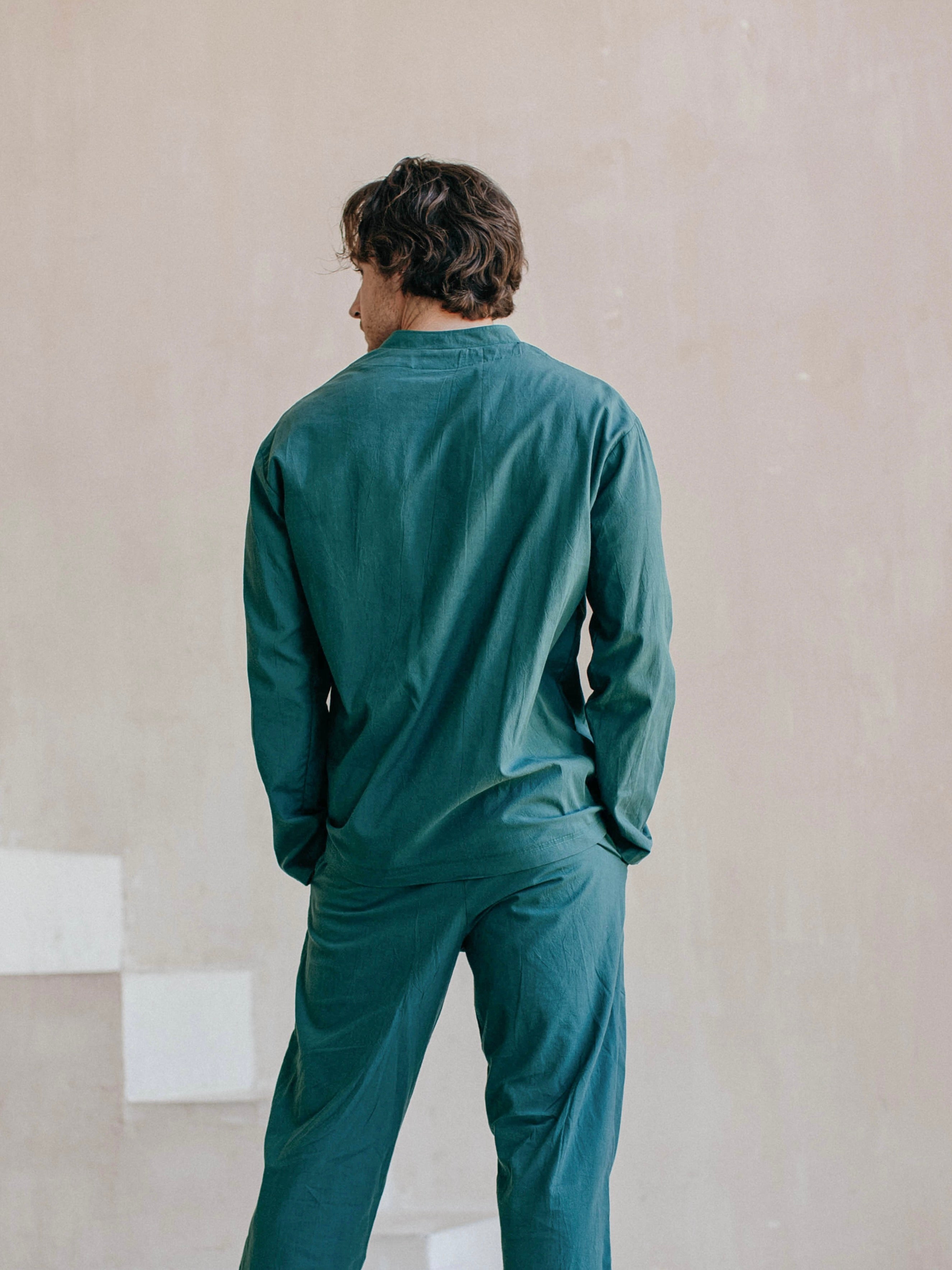 Сорочка чоловіча з вареної бавовни Leglo Smaragd