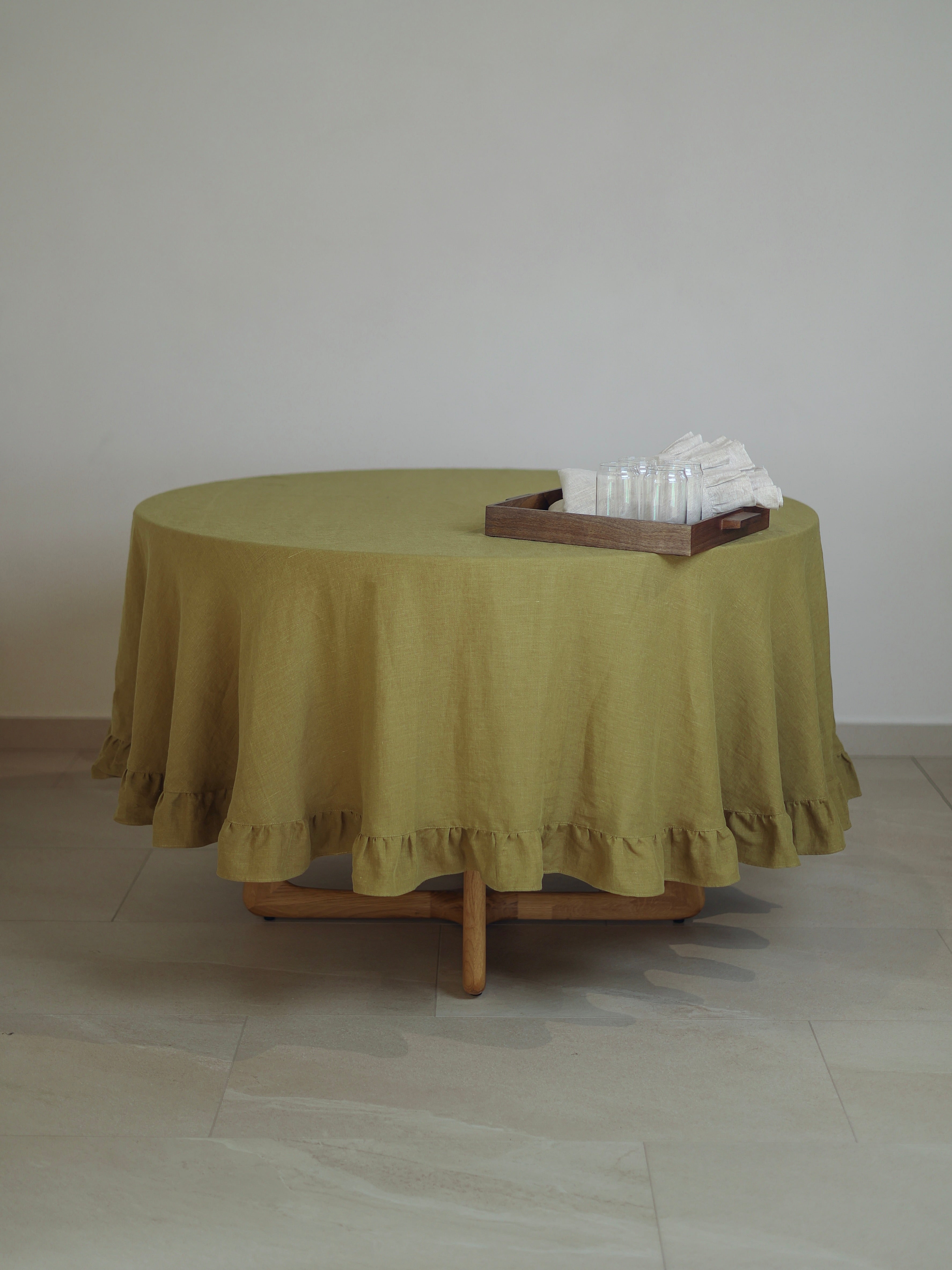 Кругла скатертина з вареного льону Leglo Spring