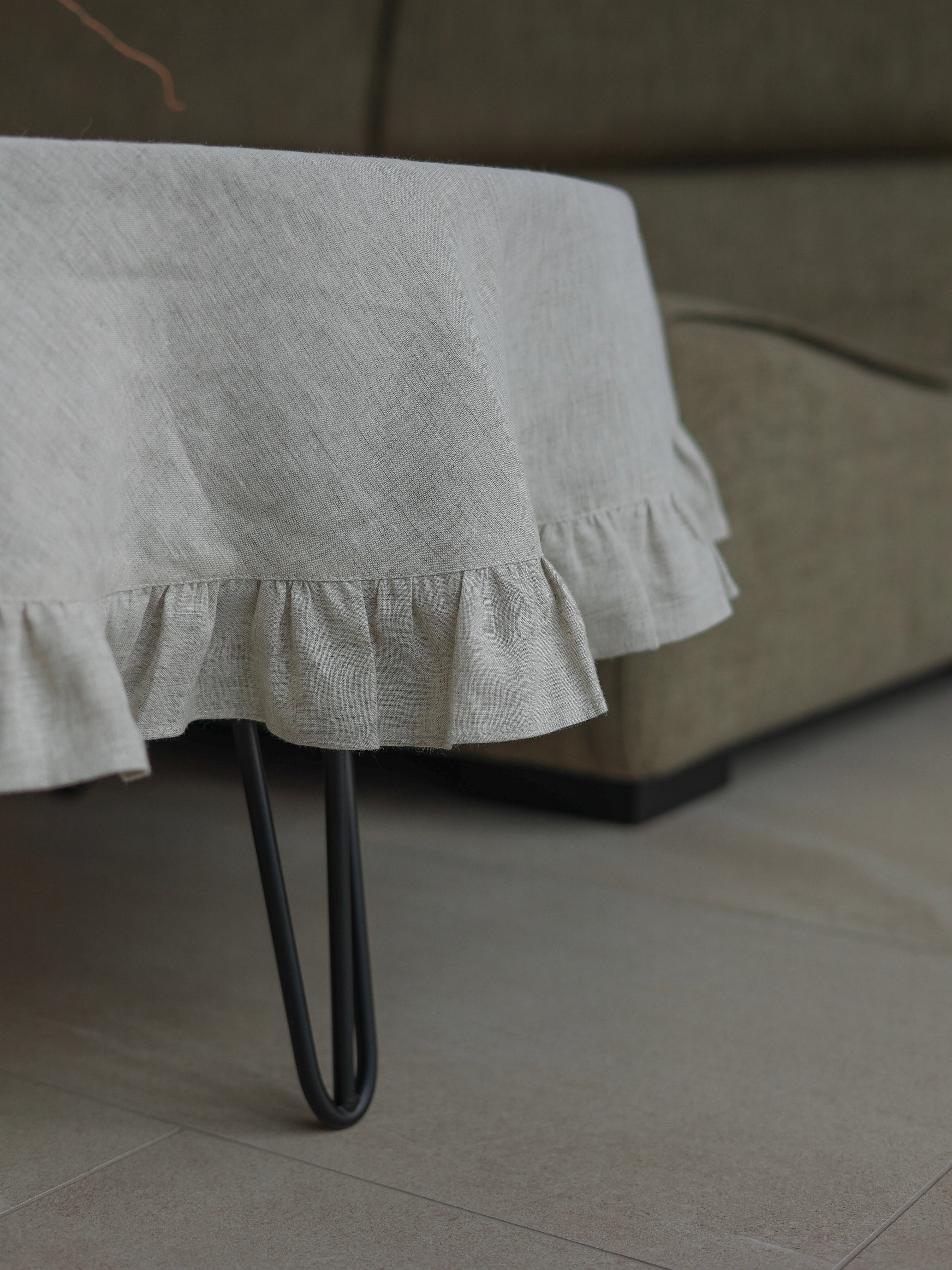 Кругла скатертина з вареного льону Leglo Ivory