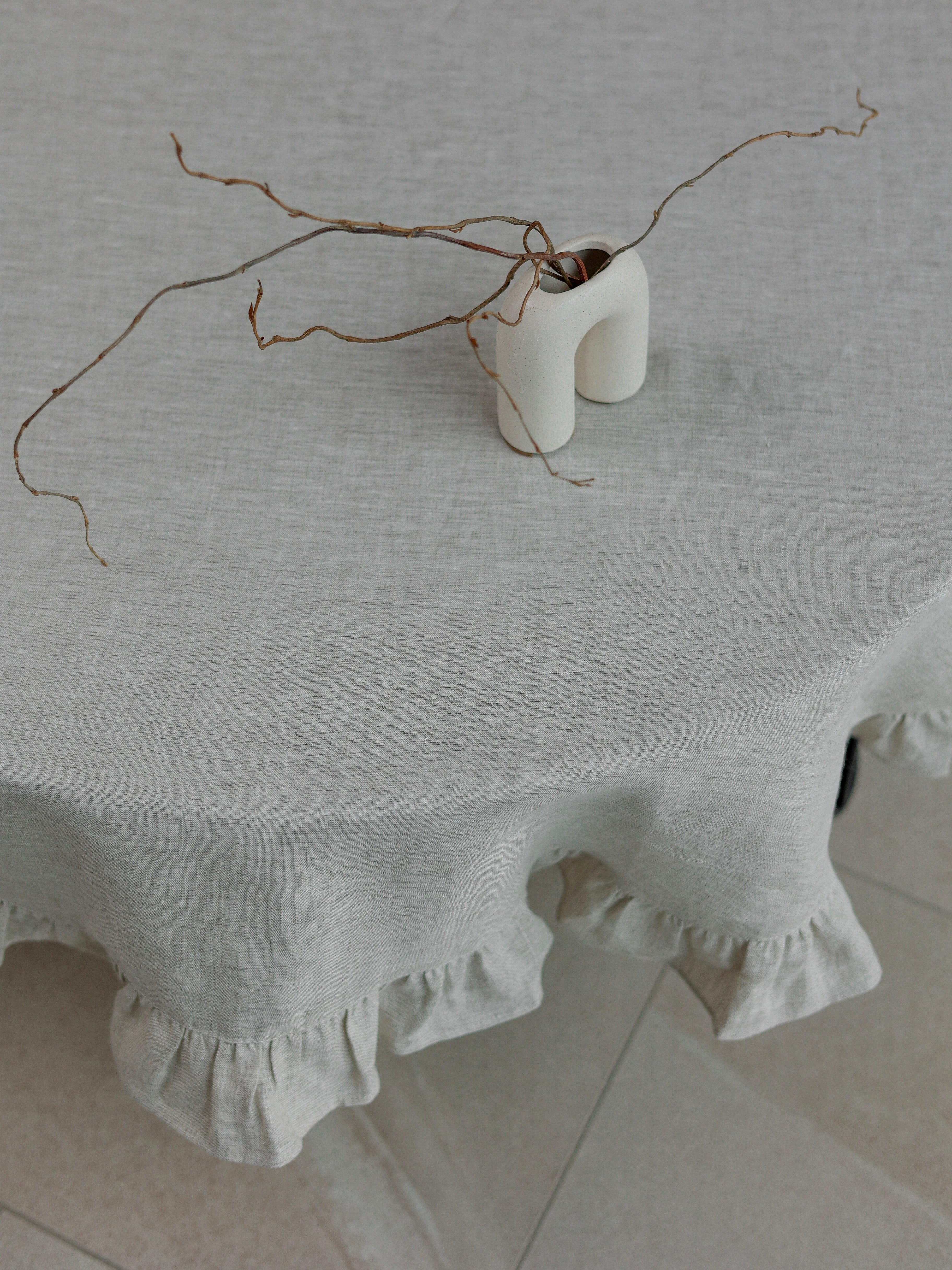 Кругла скатертина з вареного льону Leglo Ivory