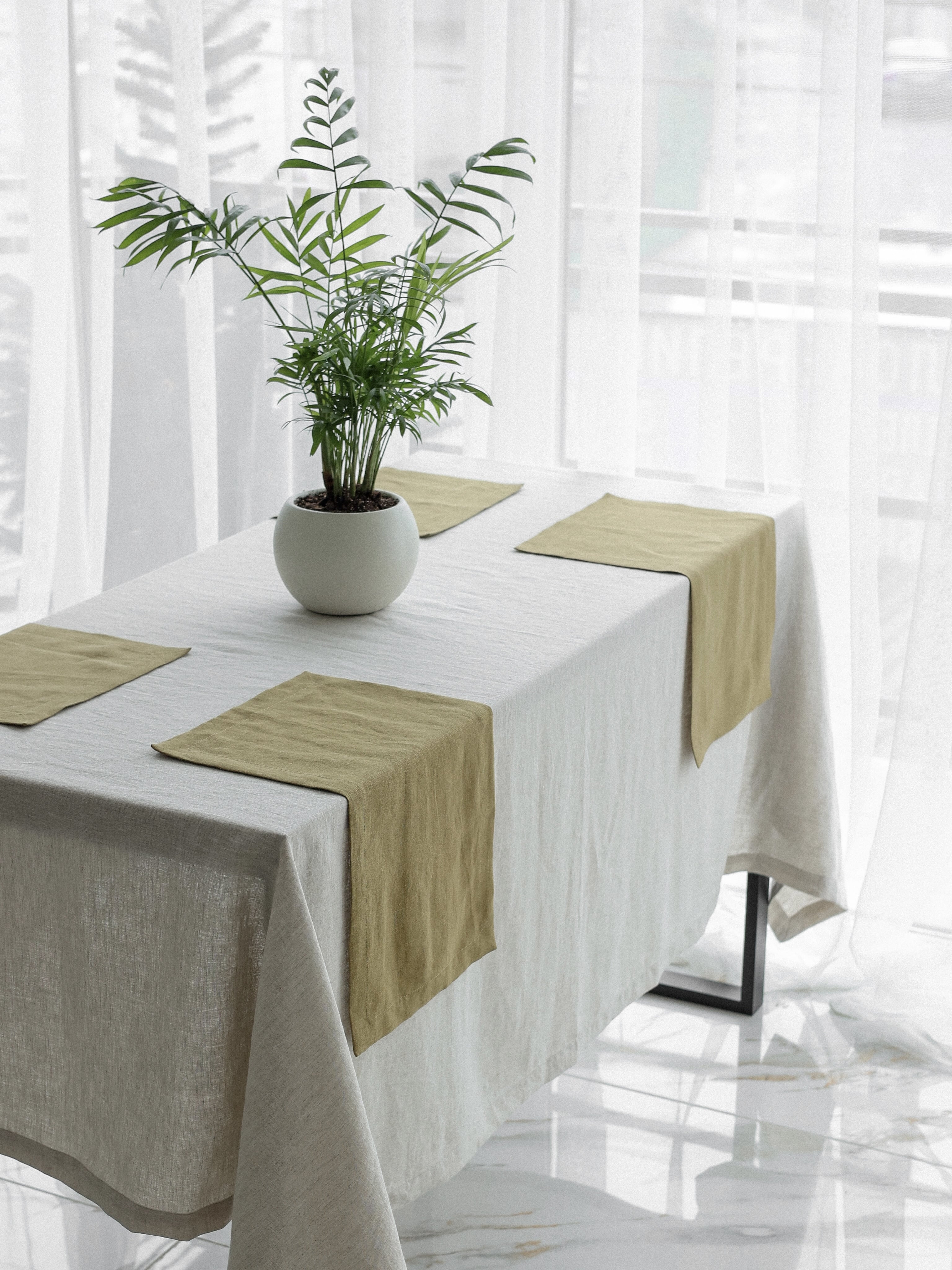 Скатертина з вареного льону Leglo Ivory